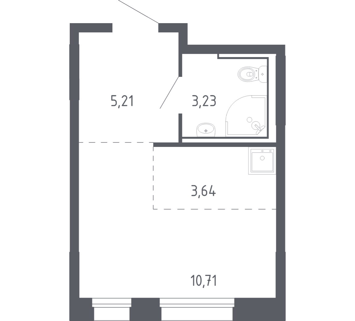 Планировка: Студия 22.8 м² в ЖК Чаркова 72, Мыс
