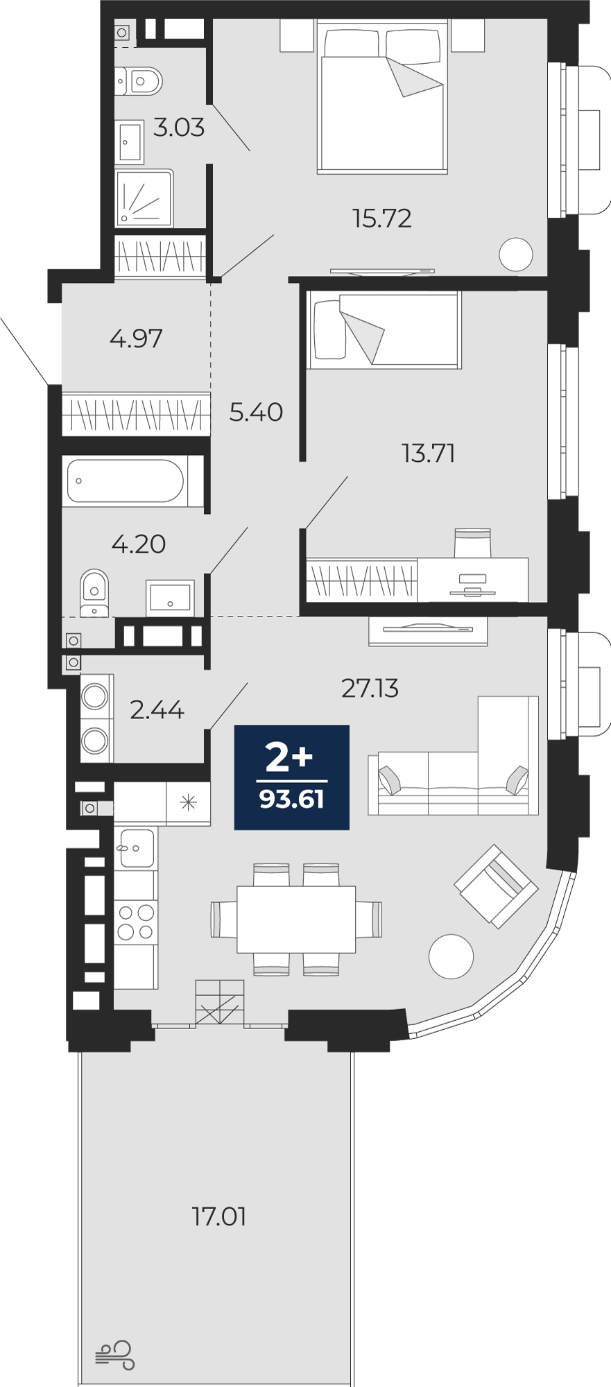 Планировка: Формат уточняется 76.6 м² в ЖК Айвазовский, 5-й Заречный