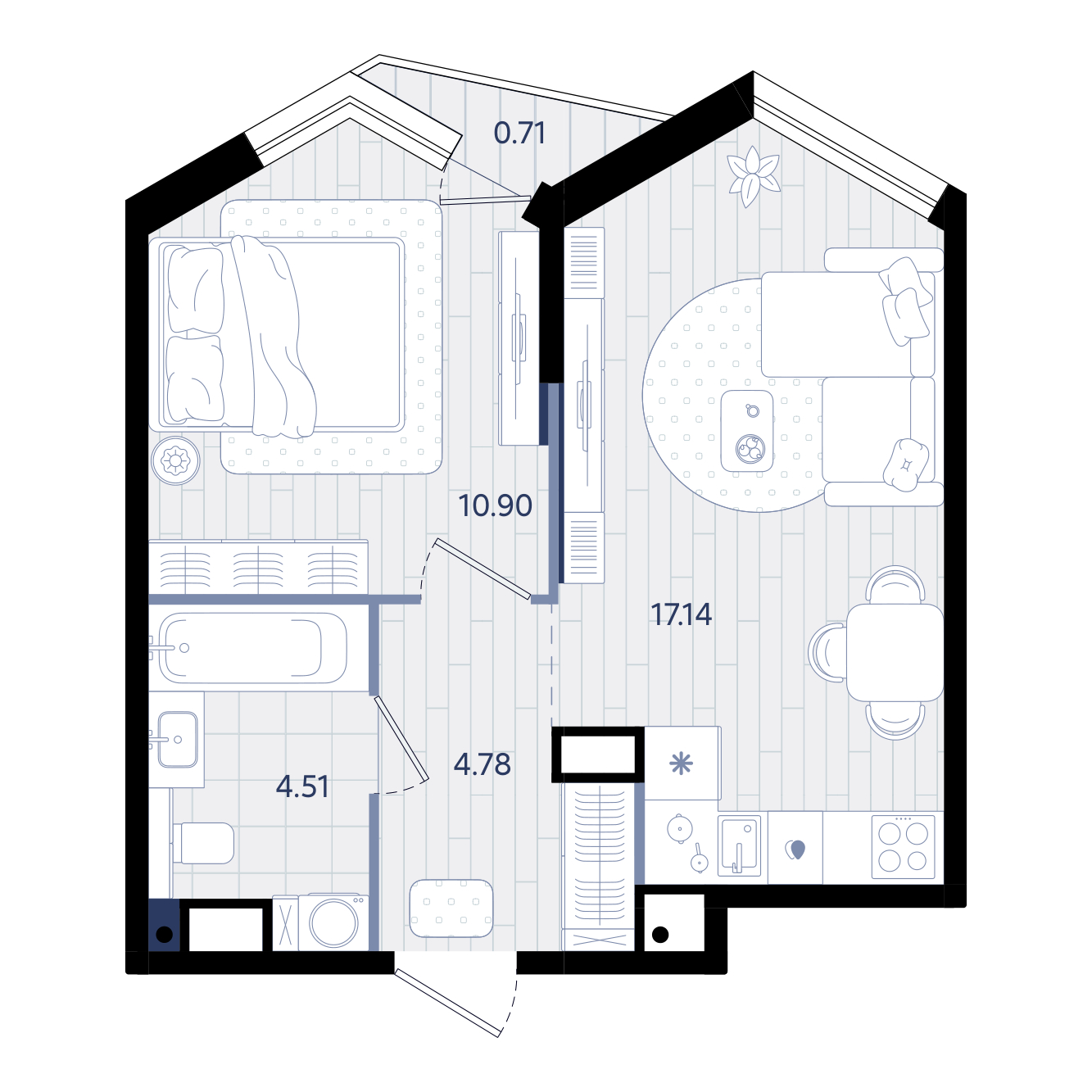 Планировка: Евродвушка 37.5 м² в ЖК Форсо, Зарека