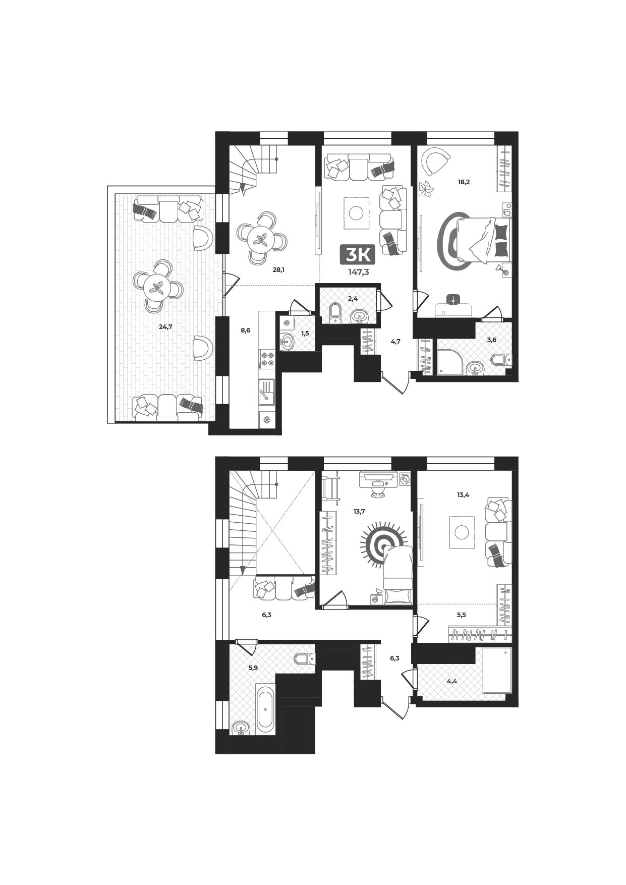 Планировка: 4-комнатная евро 146.5 м² в ЖК Маэстро, 5-й Заречный