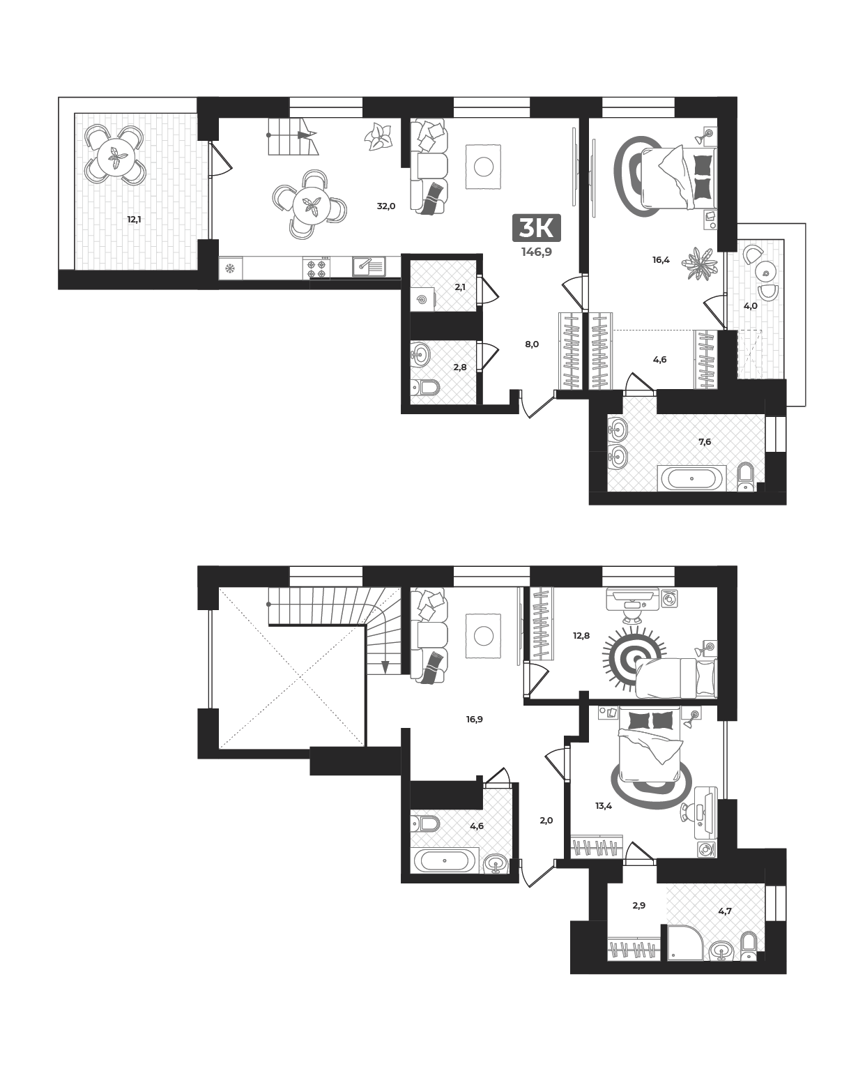 Планировка: 4-комнатная евро 144.6 м² в ЖК Маэстро, 5-й Заречный