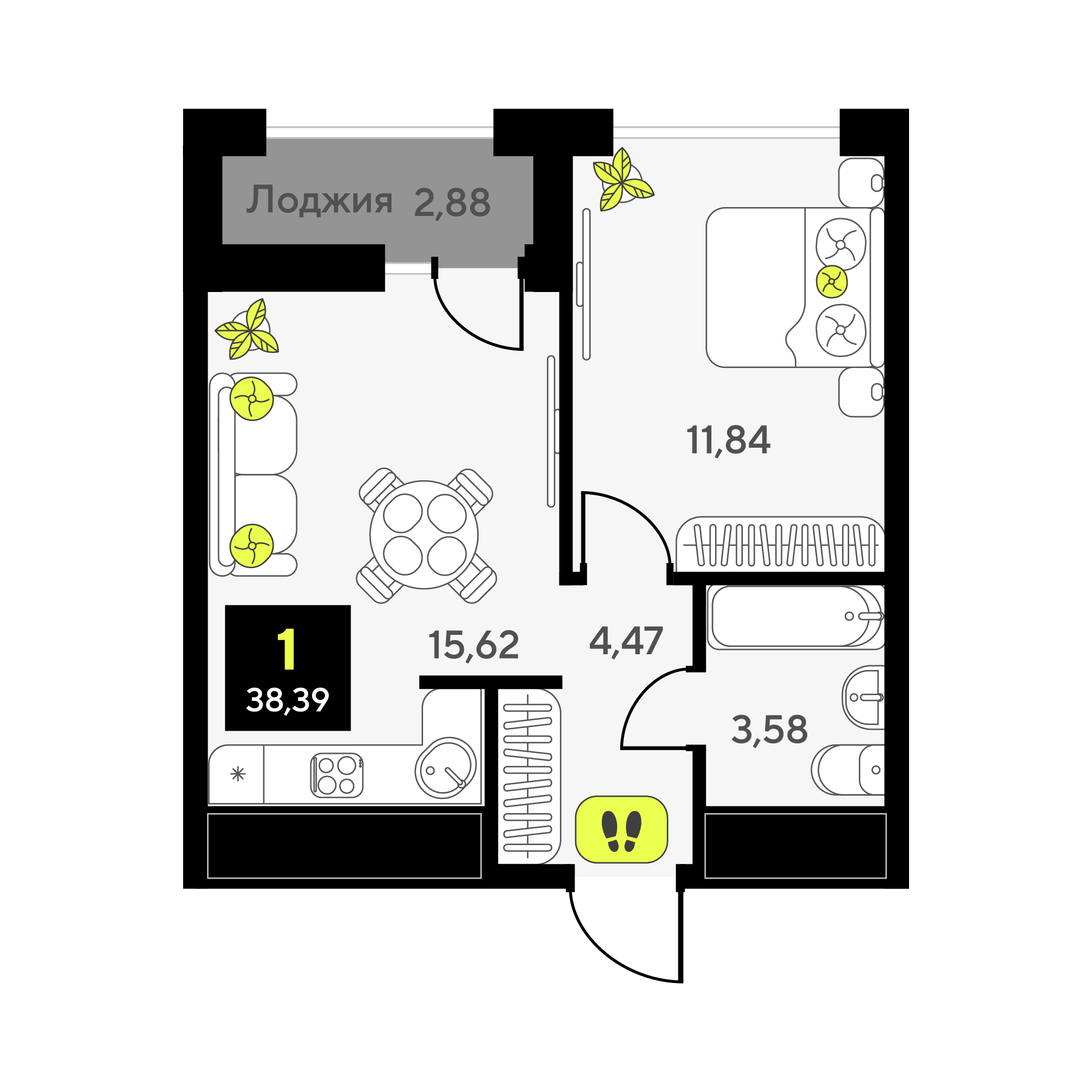Планировка: Формат уточняется 38.4 м² в ЖК Мотивы, От Плеханова до Южного