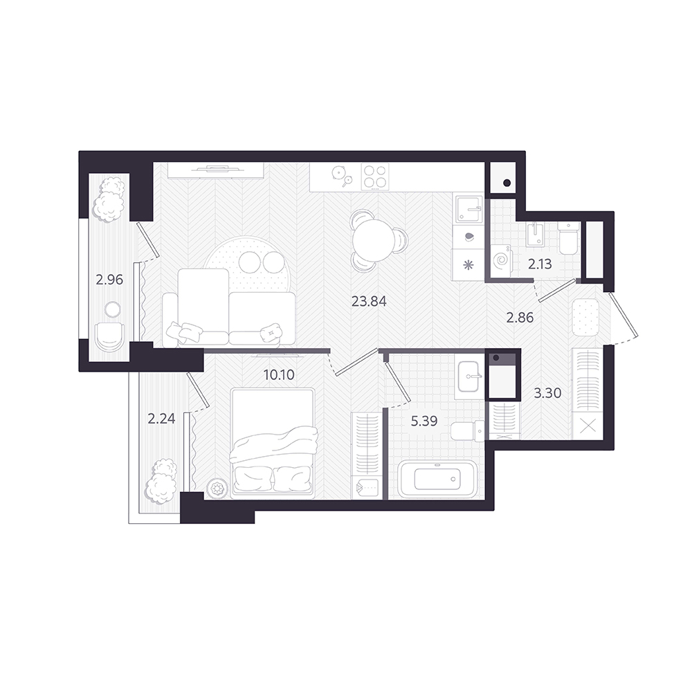 Планировка: Формат уточняется 49.2 м² в ЖК Темплин, Центр