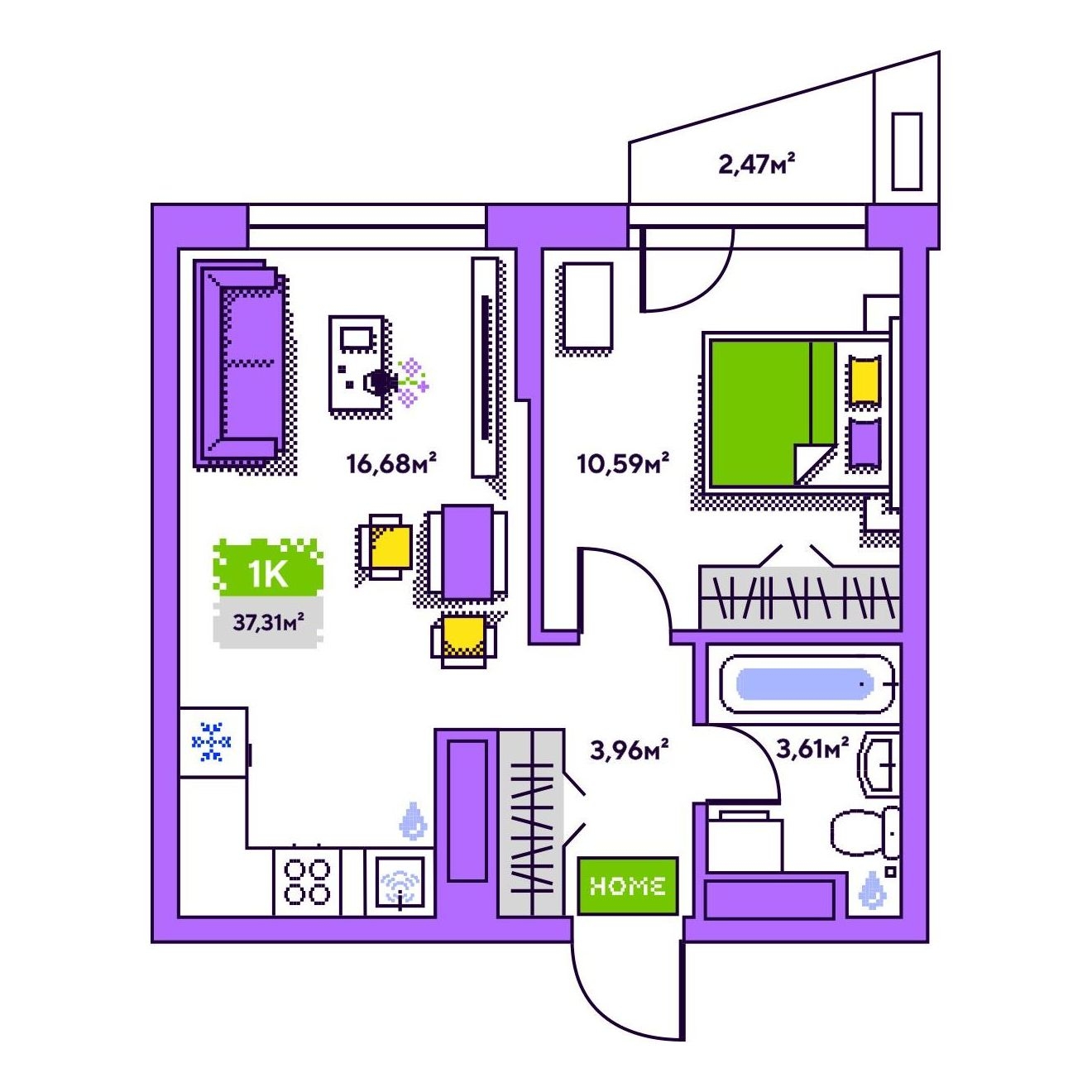 Планировка: Формат уточняется 37.3 м² в ЖК Плэй, Дом Обороны