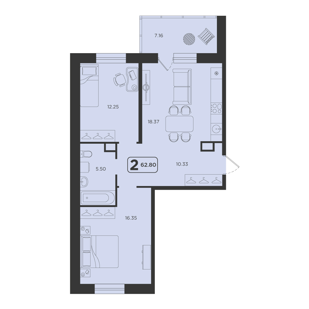 Планировка: Формат уточняется 62.8 м² в ЖК Горизонт, 5-й Заречный