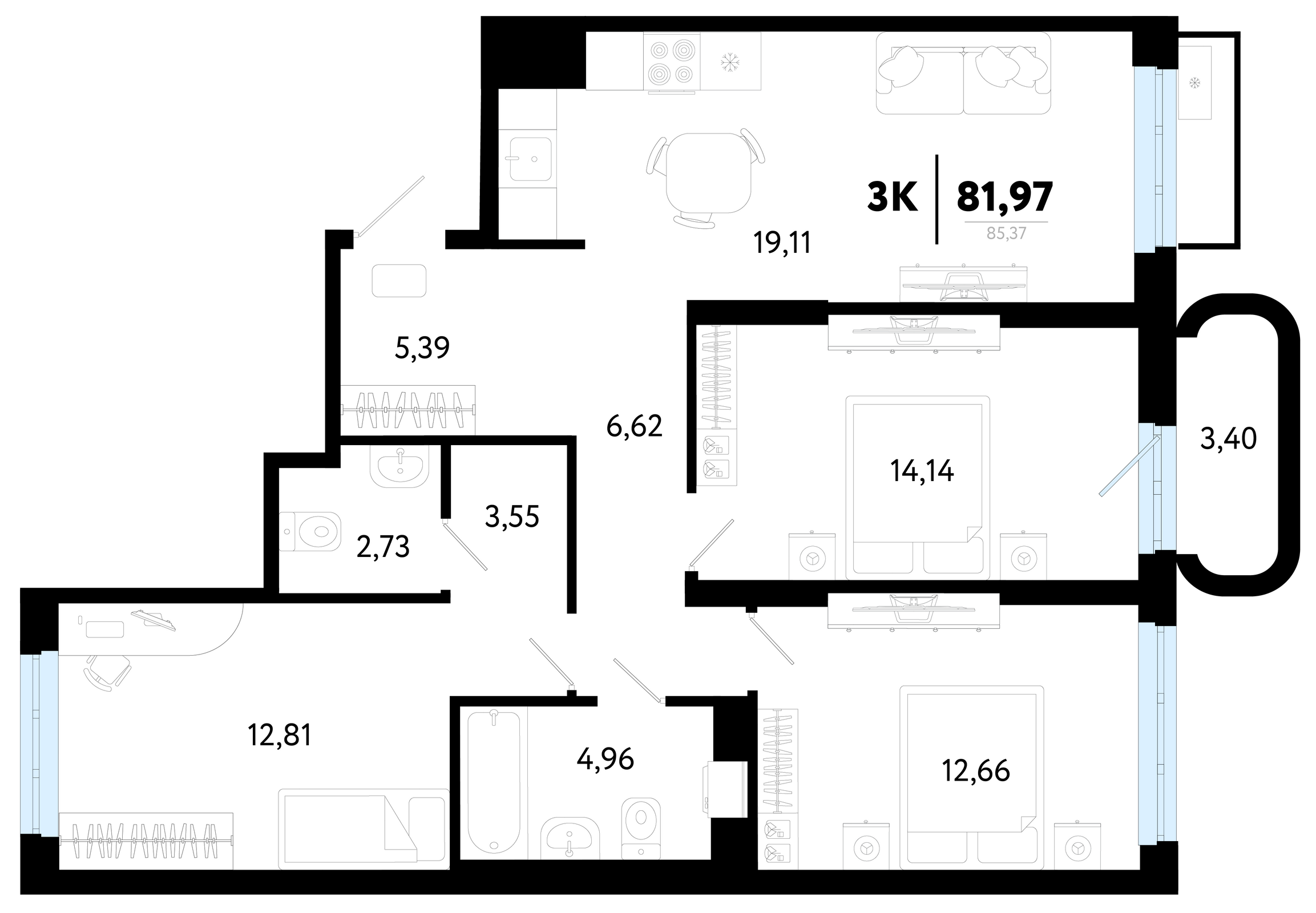 Планировка: Формат уточняется 82 м² в ЖК Символ, Комарово Парк