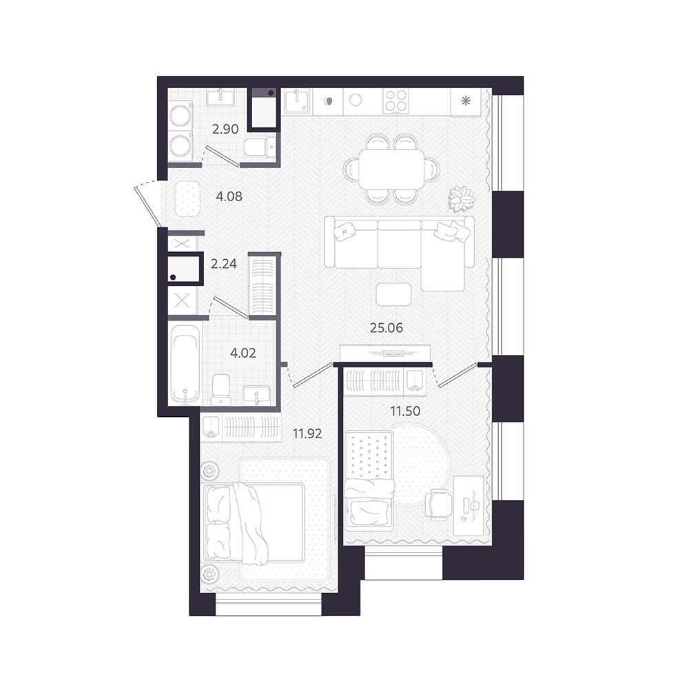 Планировка: Формат уточняется 61.7 м² в ЖК Темплин, Центр