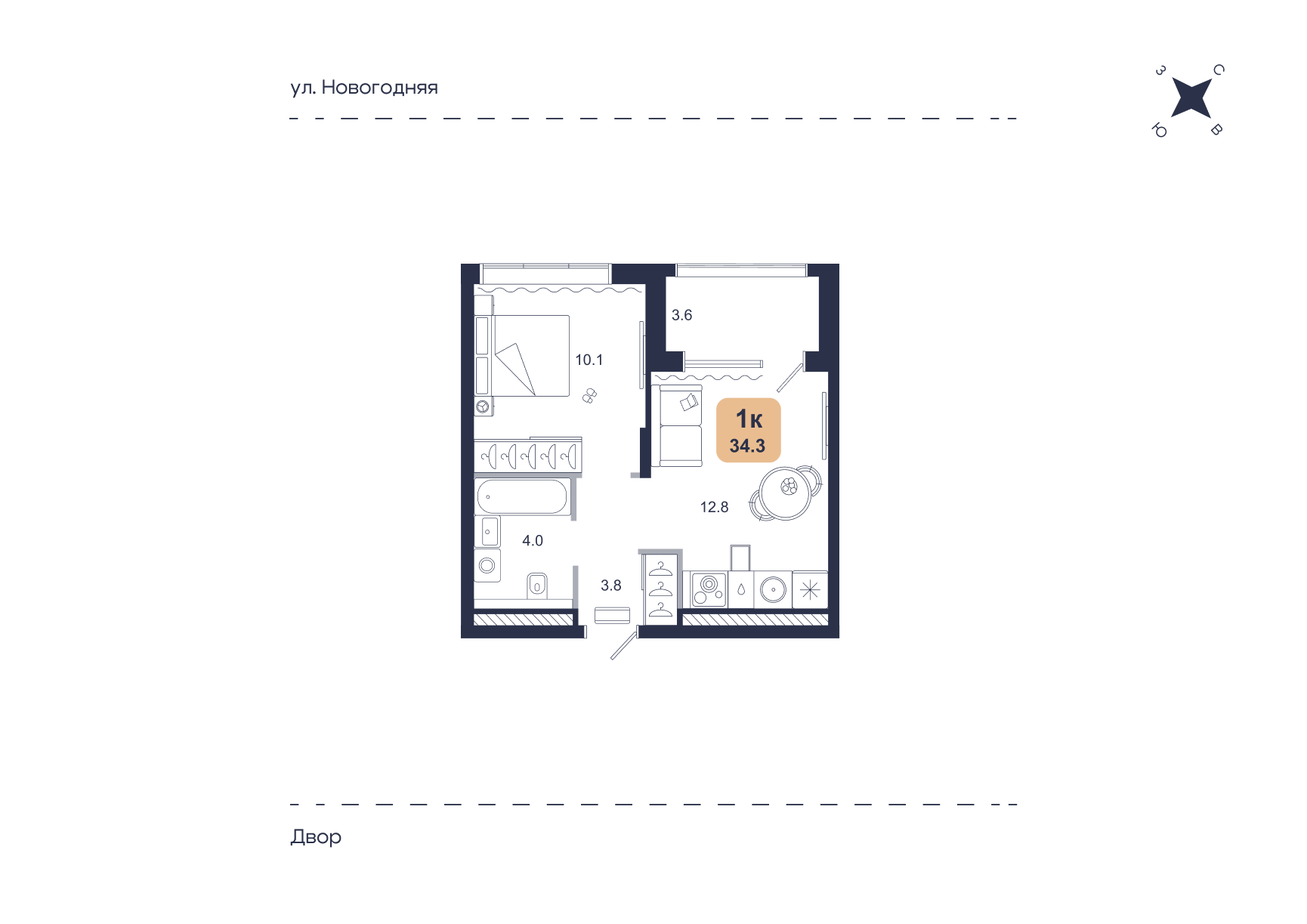 Планировка: Формат уточняется 34.3 м² в ЖК Свой, Югра