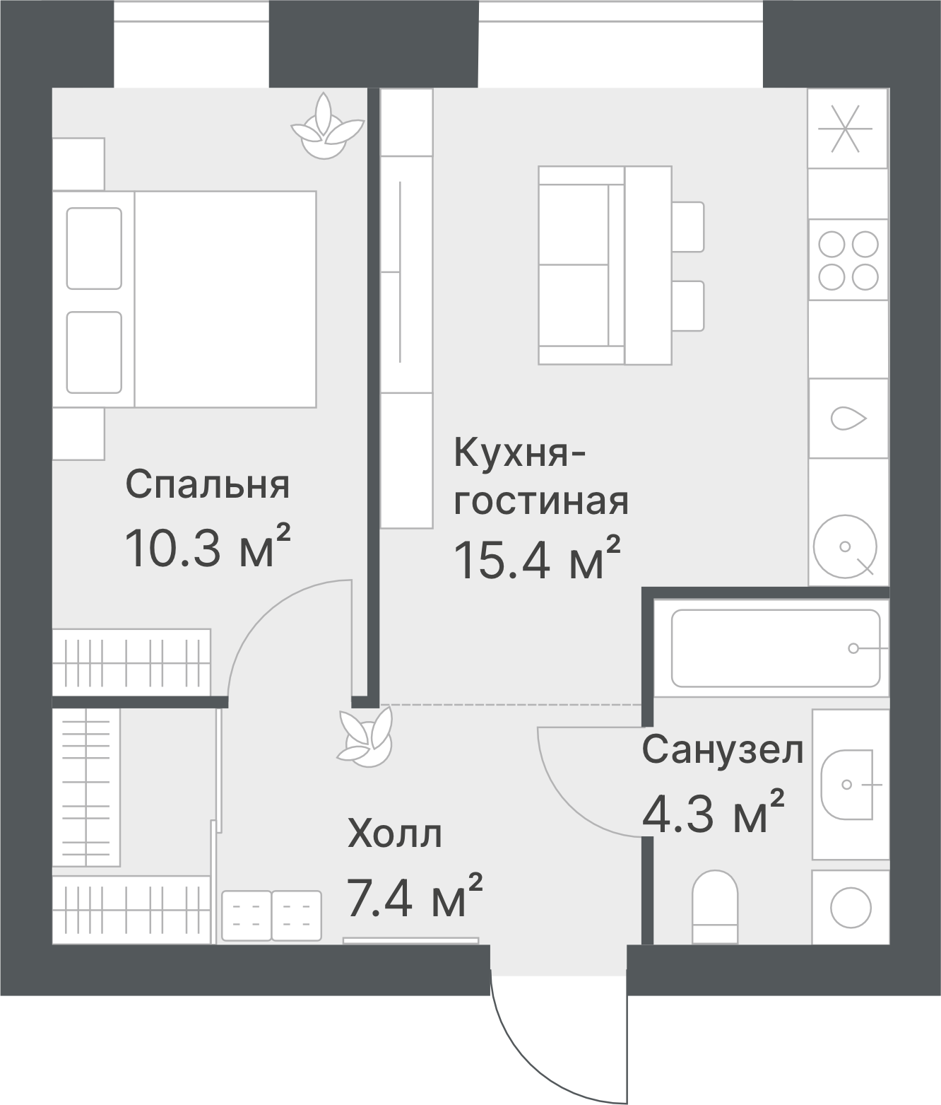 Планировка: Формат уточняется 37.4 м² в ЖК Дружеский, Плеханово