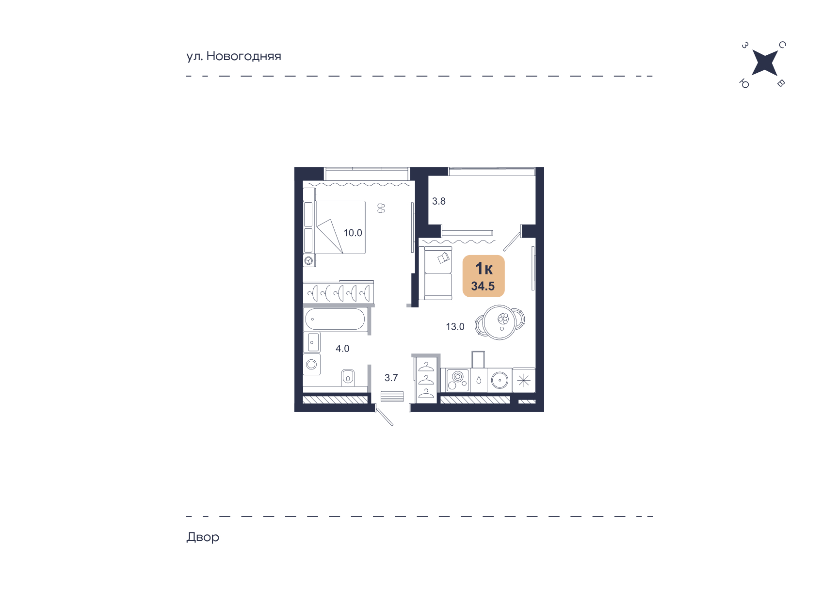 Планировка: Формат уточняется 34.5 м² в ЖК Свой, Югра