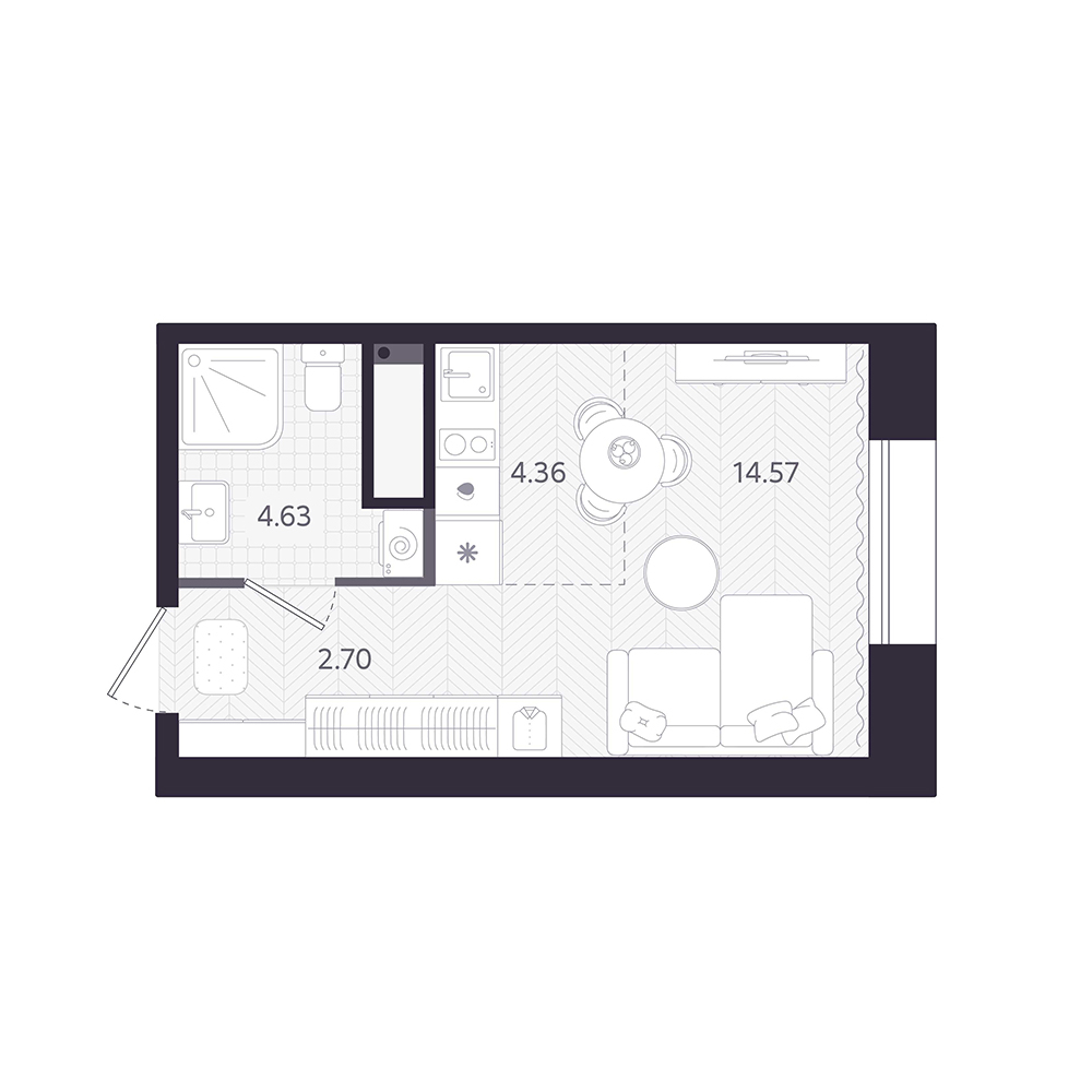 Планировка: Формат уточняется 26.3 м² в ЖК Темплин, Центр
