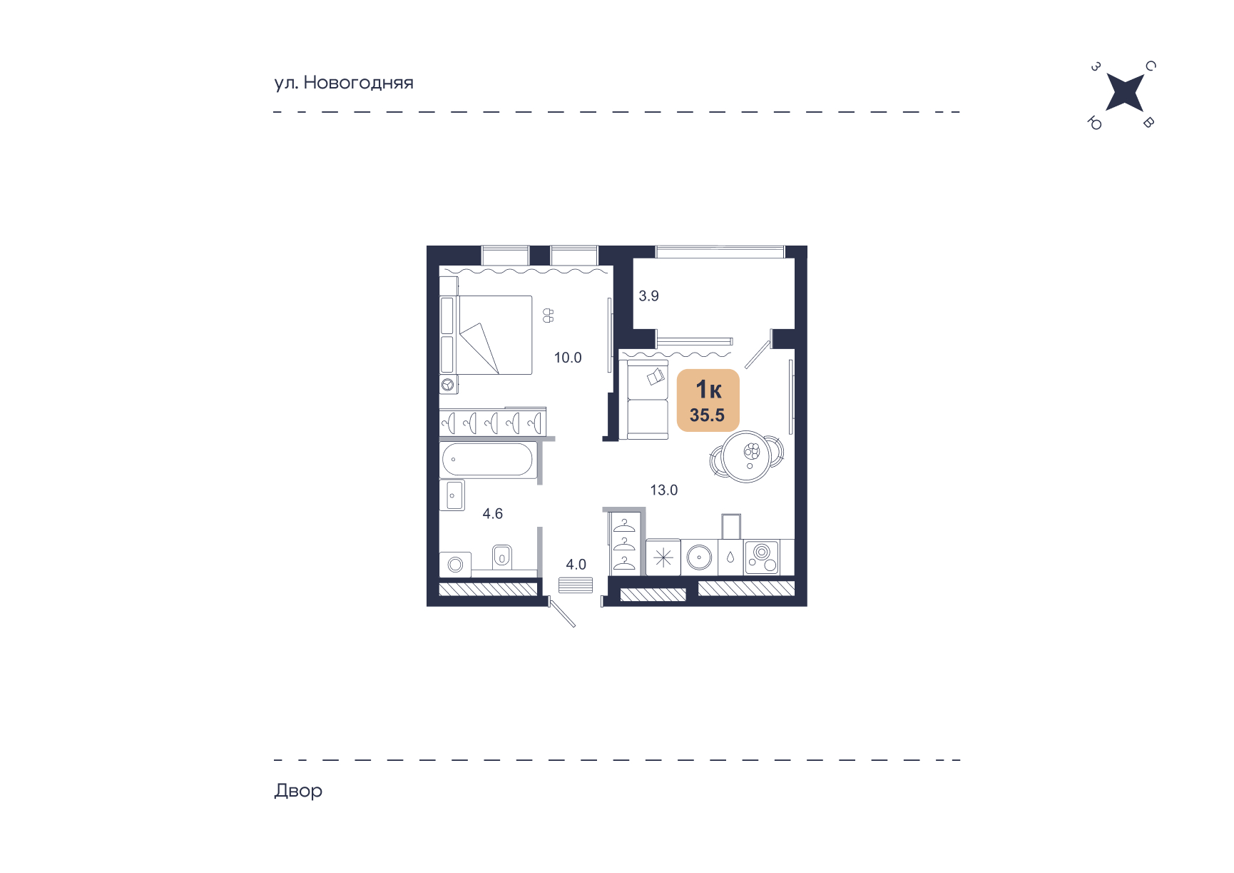 Планировка: Формат уточняется 35.5 м² в ЖК Свой, Югра