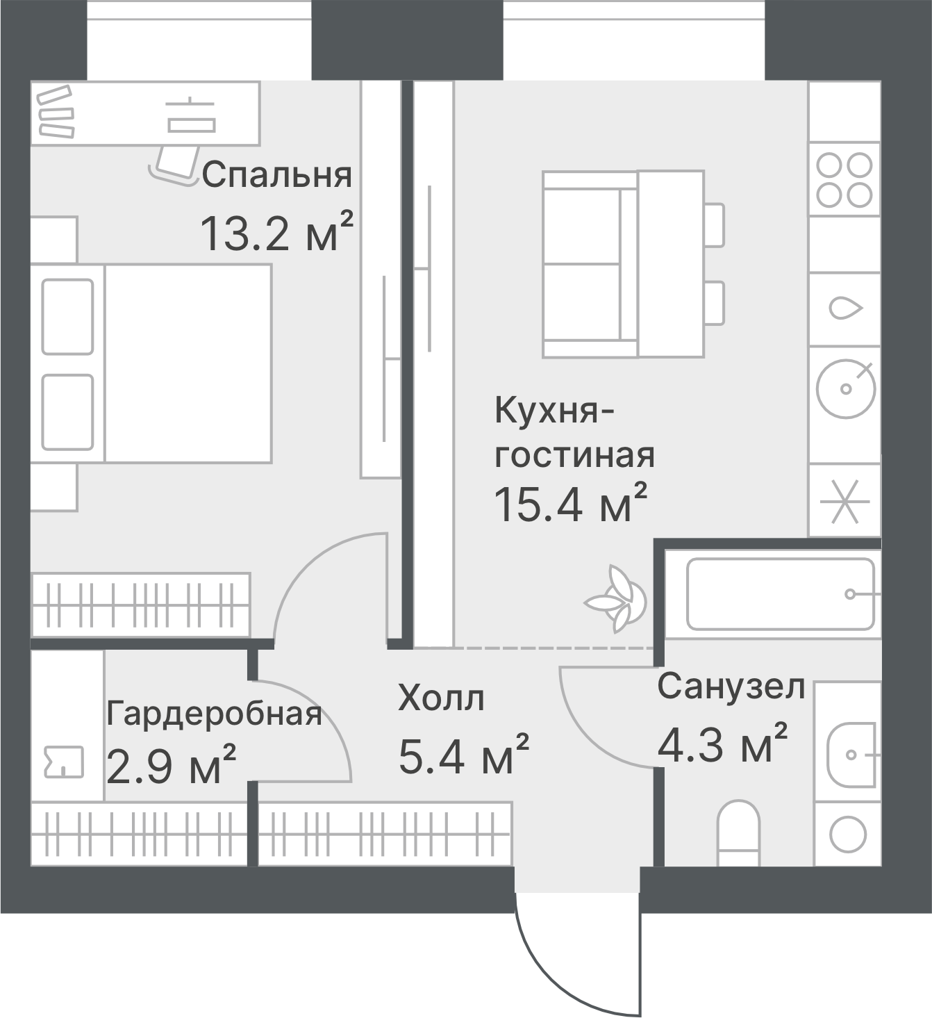 Планировка: Формат уточняется 41.2 м² в ЖК Дружеский, Плеханово