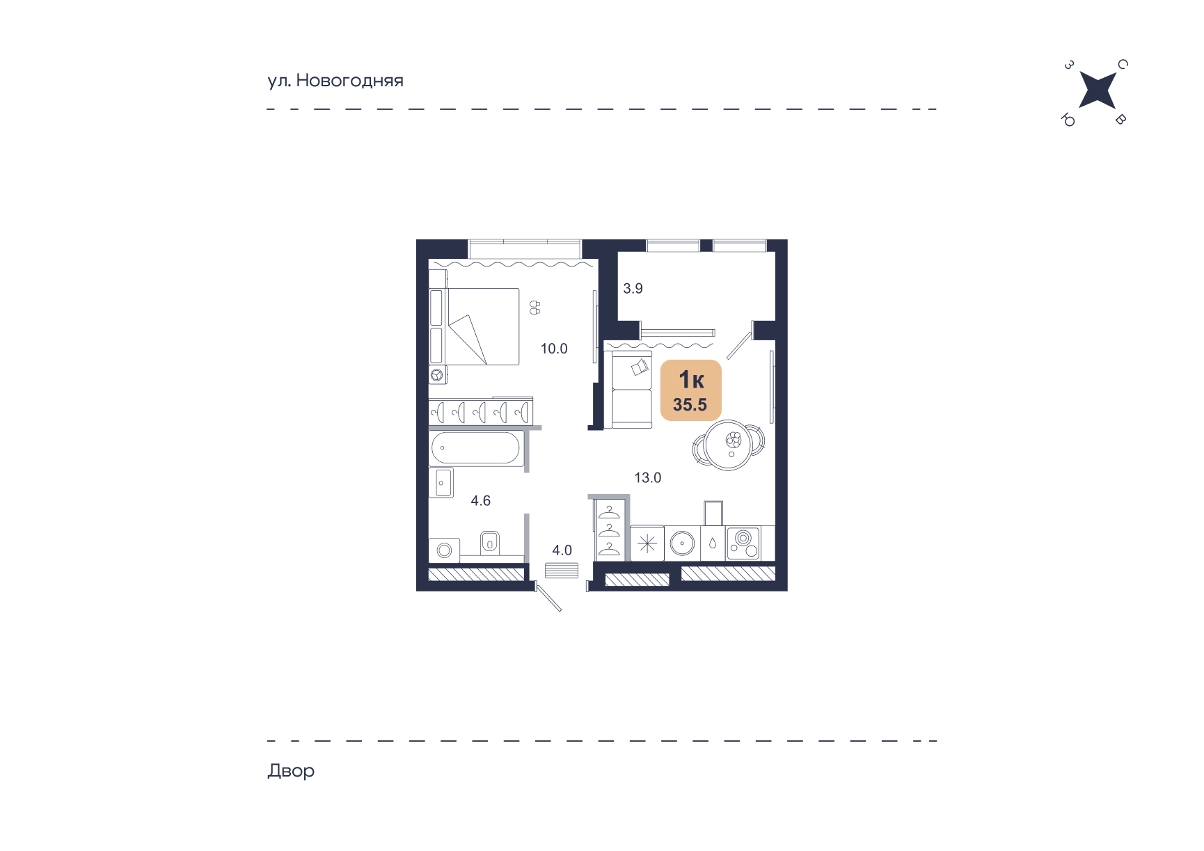 Планировка: Формат уточняется 35.5 м² в ЖК Свой, Югра