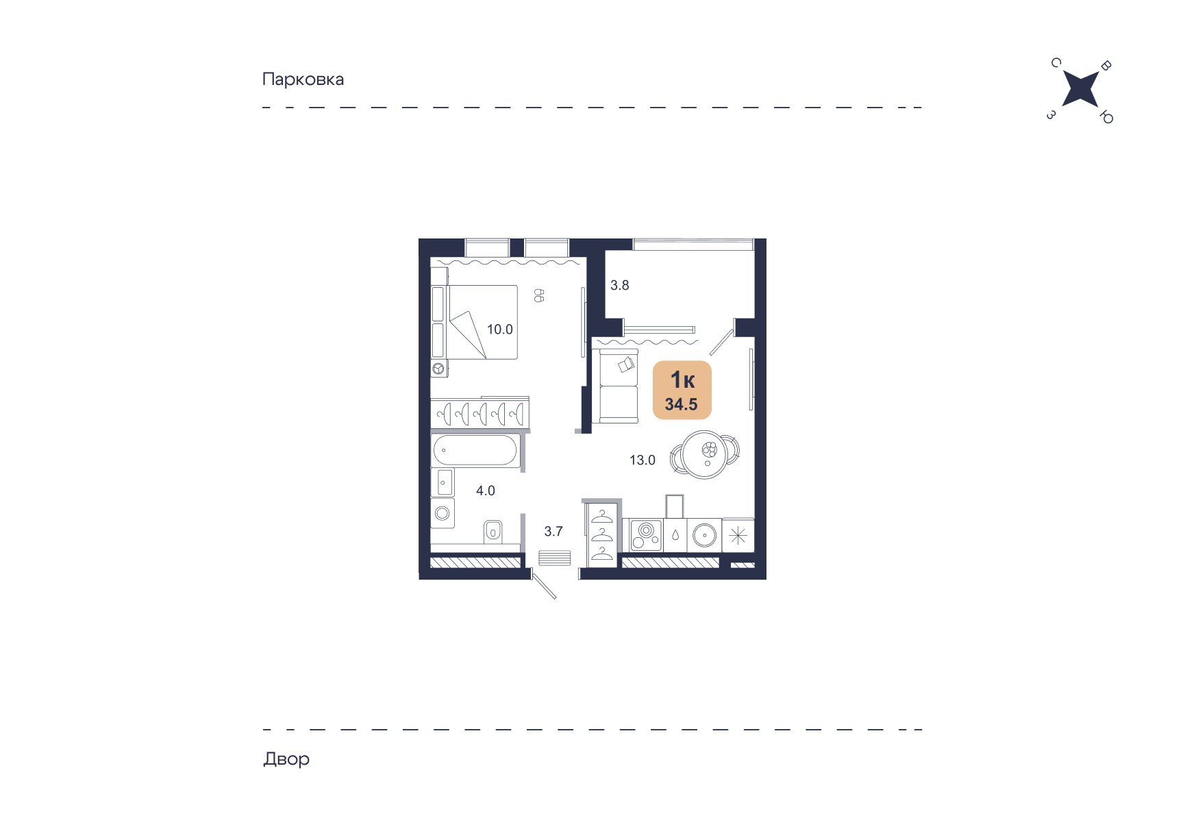 Планировка: Формат уточняется 34.5 м² в ЖК Свой, Югра