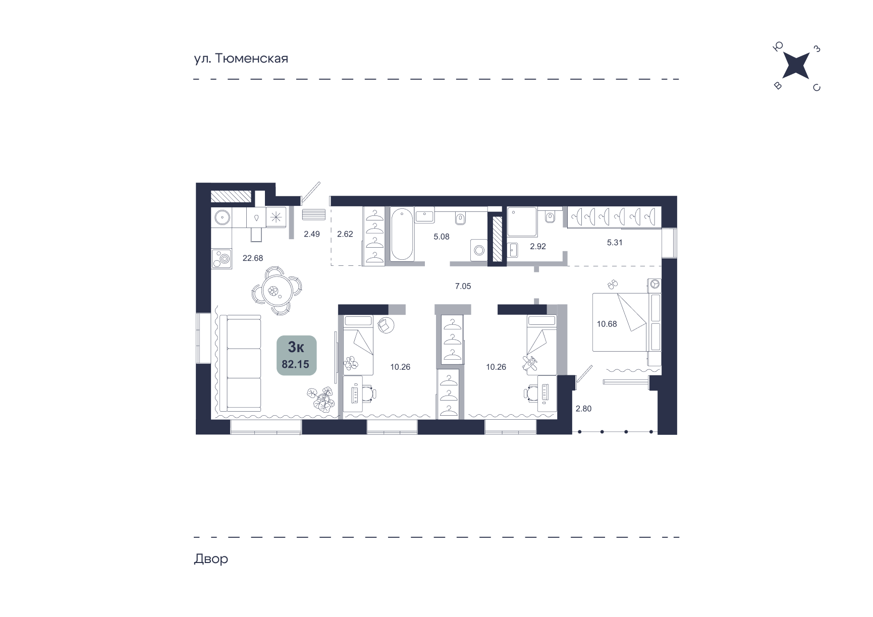 Планировка: Формат уточняется 82.2 м² в ЖК Хито, От Слободы до Комарово парк