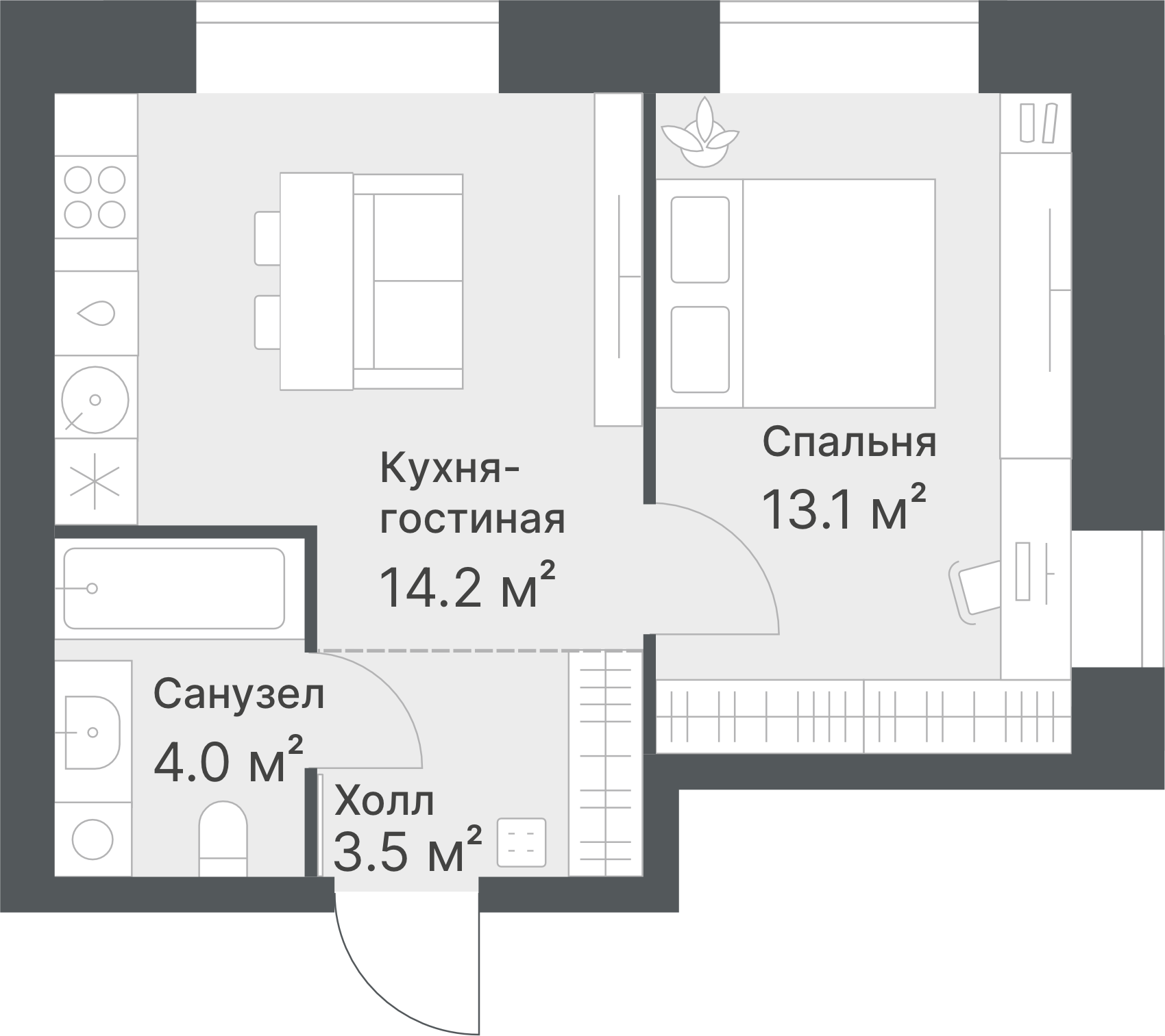 Планировка Евродвушка