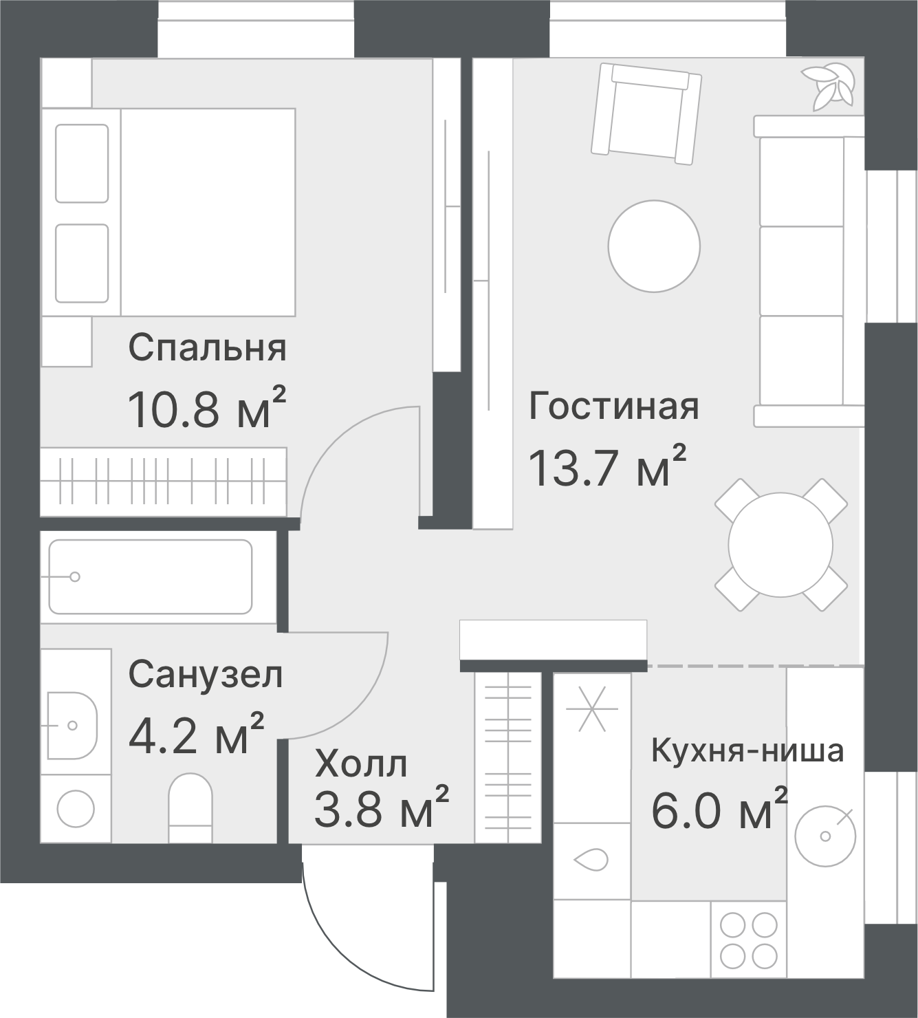 Планировка Евродвушка