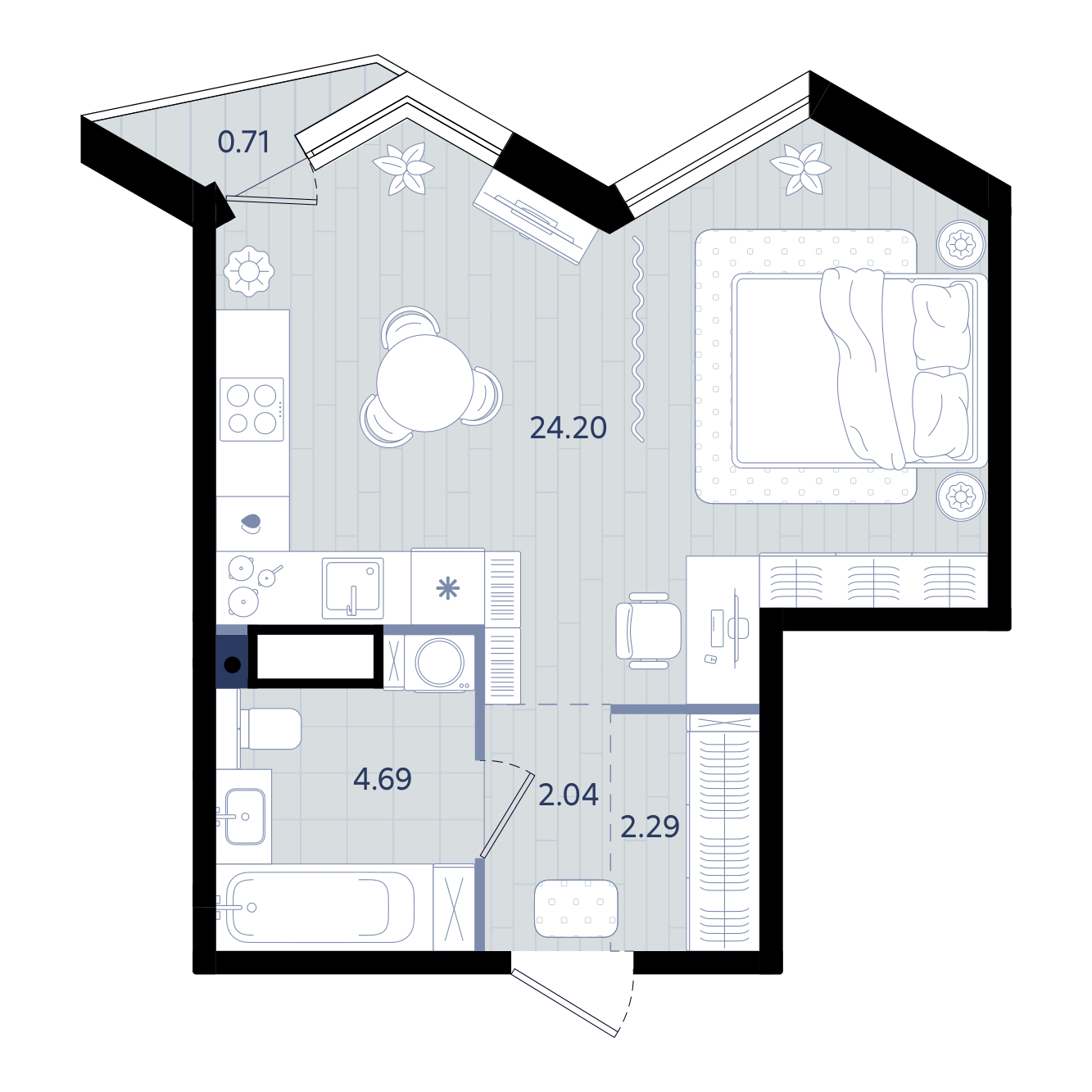 Планировка: Формат уточняется 33.4 м² в ЖК Форсо, Зарека