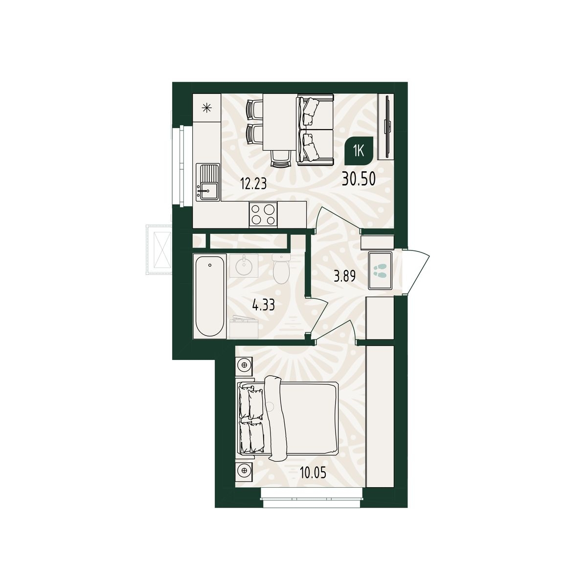 Планировка: Формат уточняется 30.4 м² в ЖК Вида, От Слободы до Комарово парк