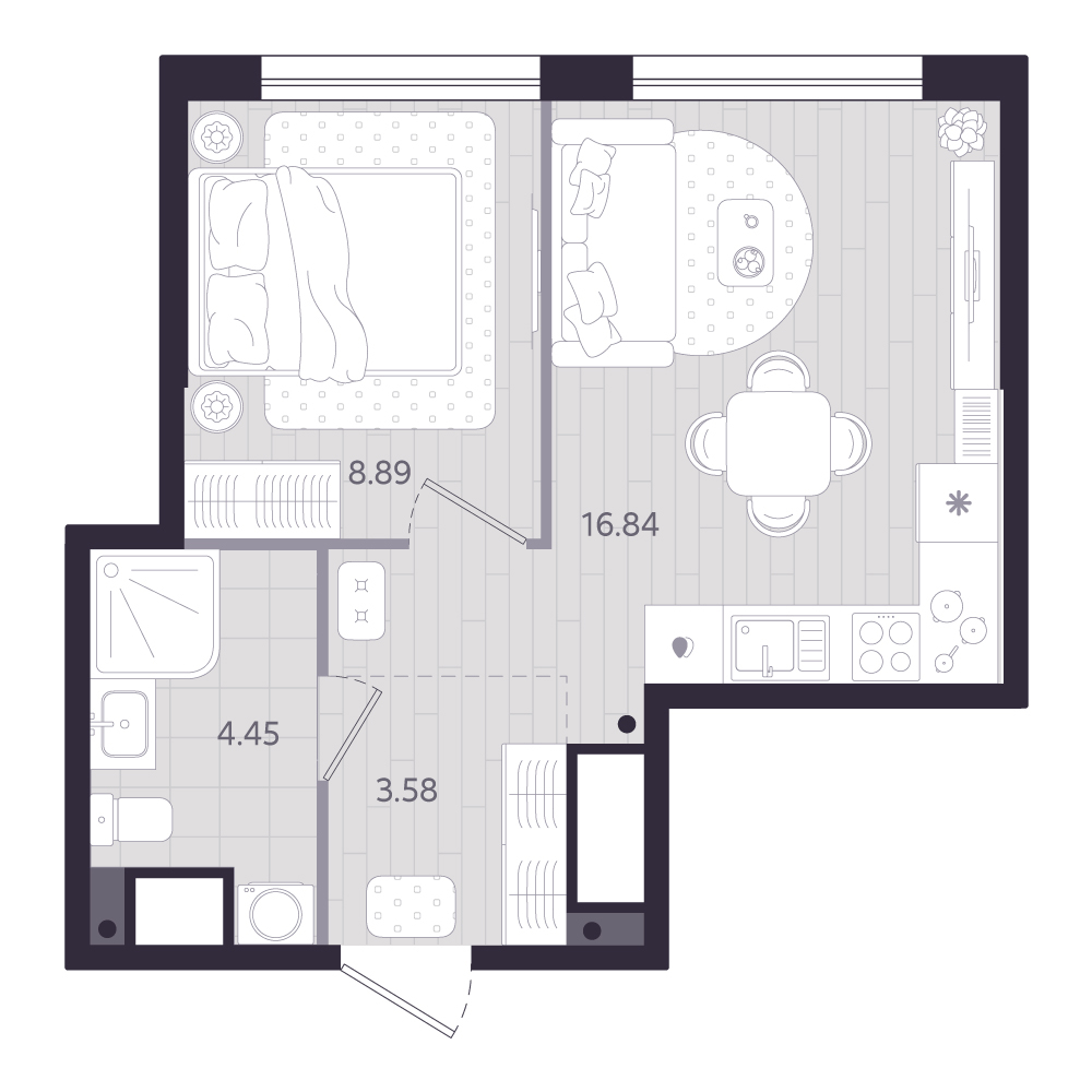 Планировка: Формат уточняется 33.8 м² в ЖК Форсо, Зарека