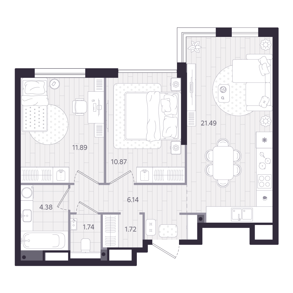 Планировка: Формат уточняется 58.2 м² в ЖК Форсо, Зарека