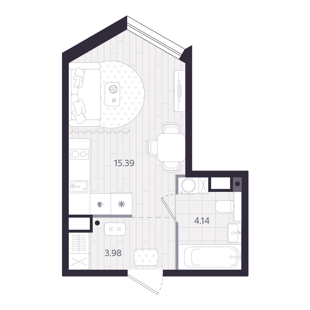 Планировка: Студия 23.5 м² в ЖК Форсо, Зарека