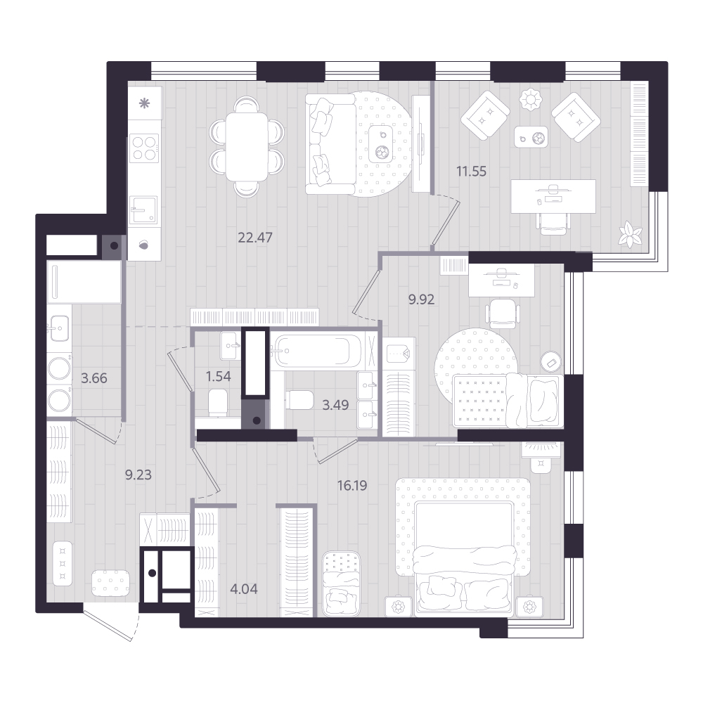 Планировка: Формат уточняется 82.1 м² в ЖК Форсо, Зарека