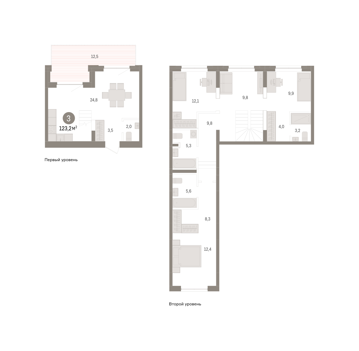 Планировка: 4-комнатная евро 123.2 м² в ЖК Речной порт, Центр: Дом печати