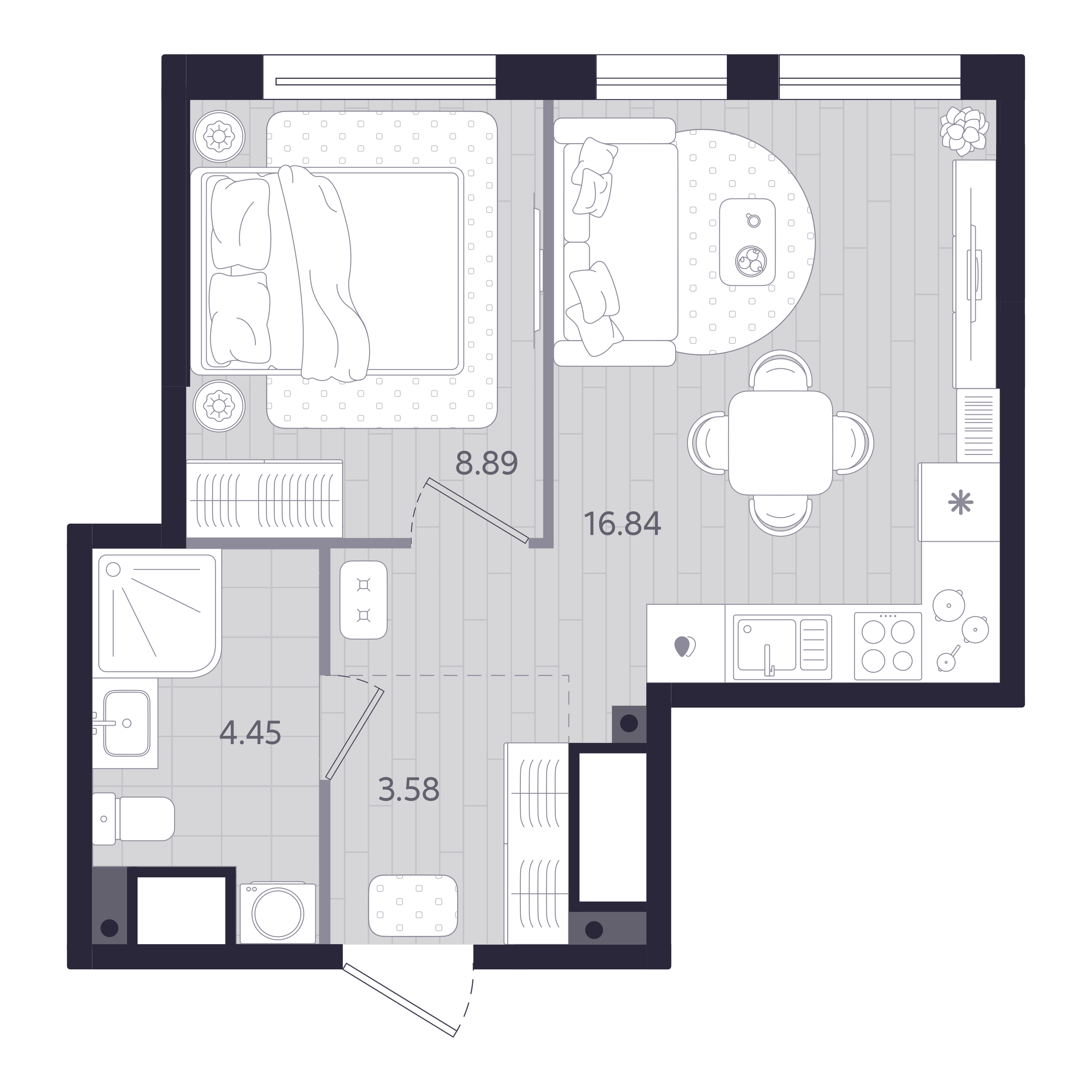 Планировка: 1-комнатная 33.8 м² в ЖК Форсо, Зарека