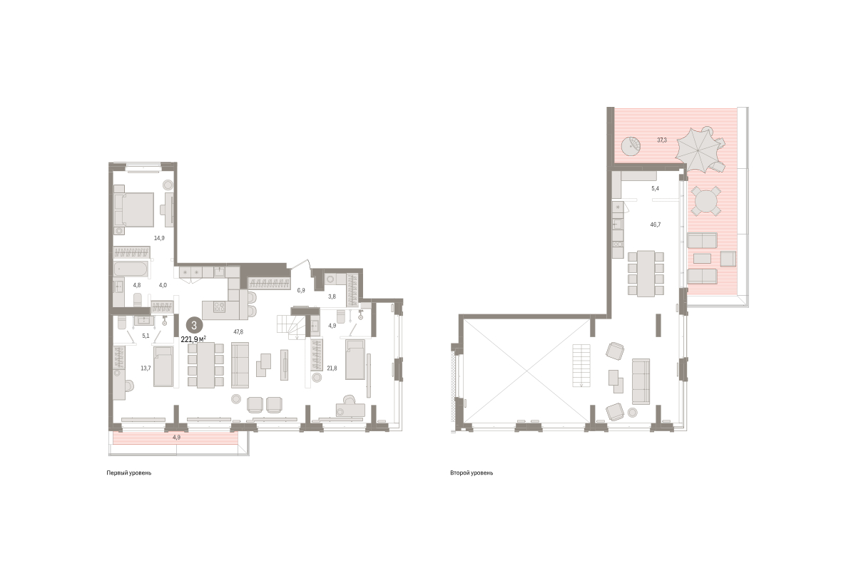 Планировка: 4-комнатная евро 221.9 м² в ЖК На Минской, Центр: Драмтеатр