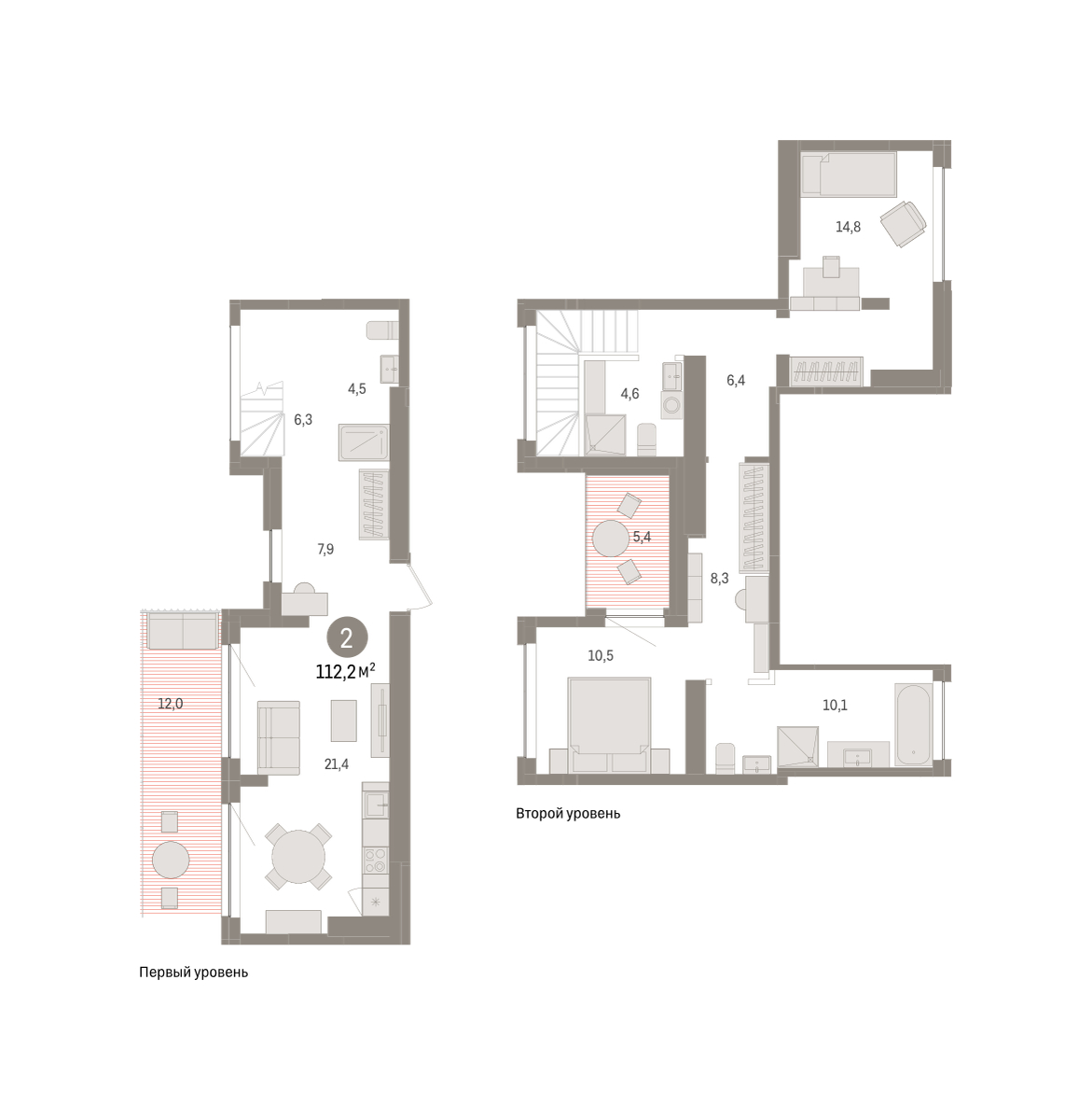 Планировка: Евротрешка 112.2 м² в ЖК Дом у озера, Европейский