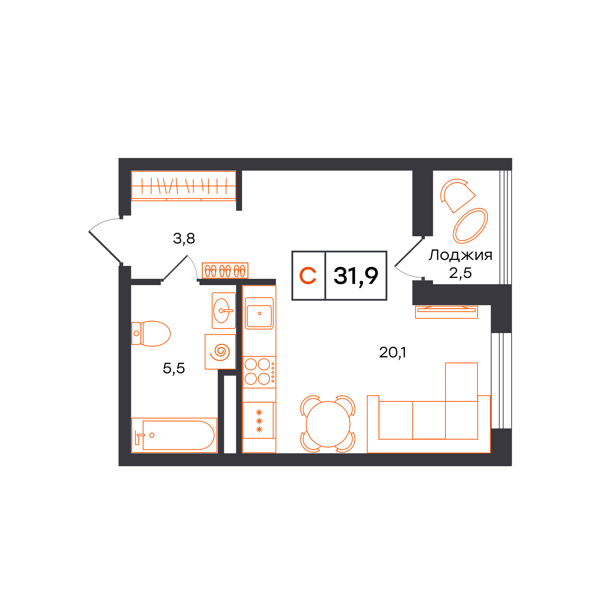 Планировка Студия