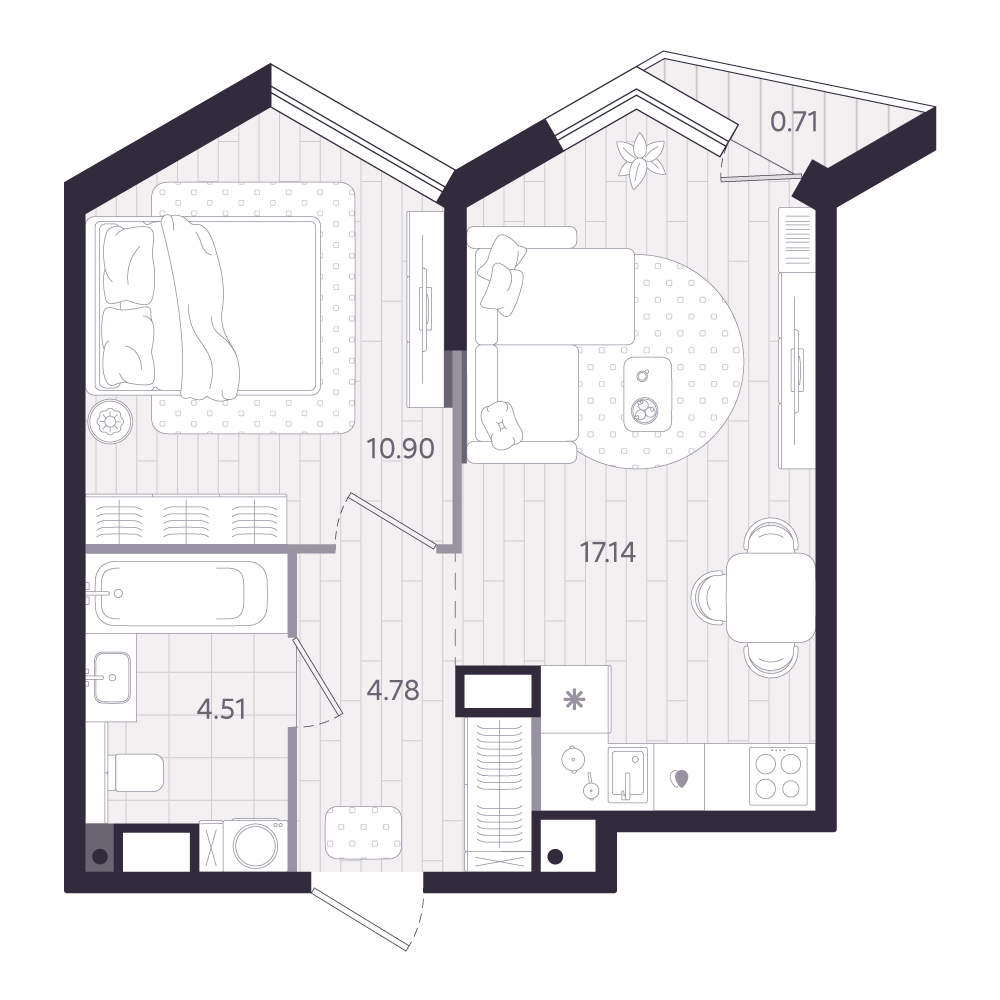 Планировка Евродвушка