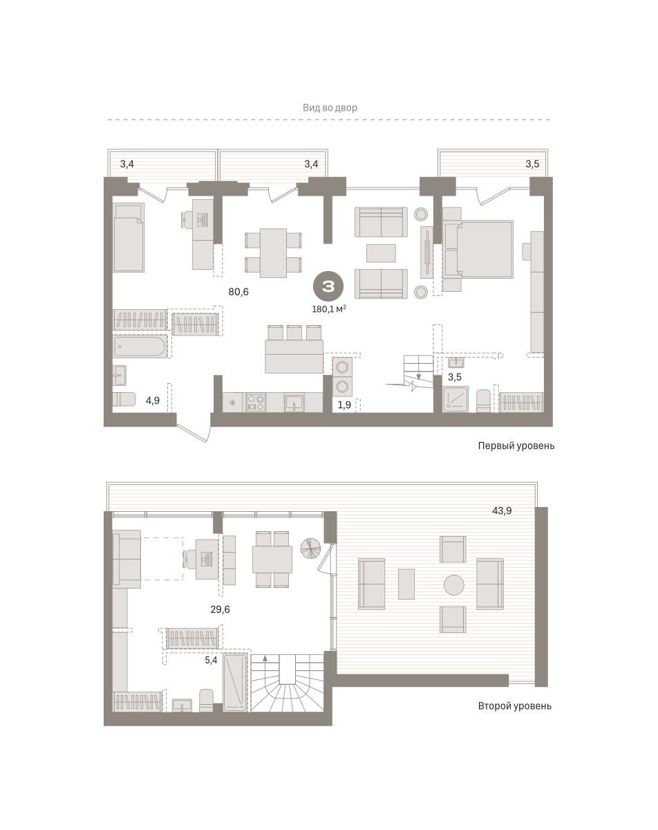 Планировка: 4-комнатная евро 180.1 м² в ЖК Речной порт, Центр: Дом печати