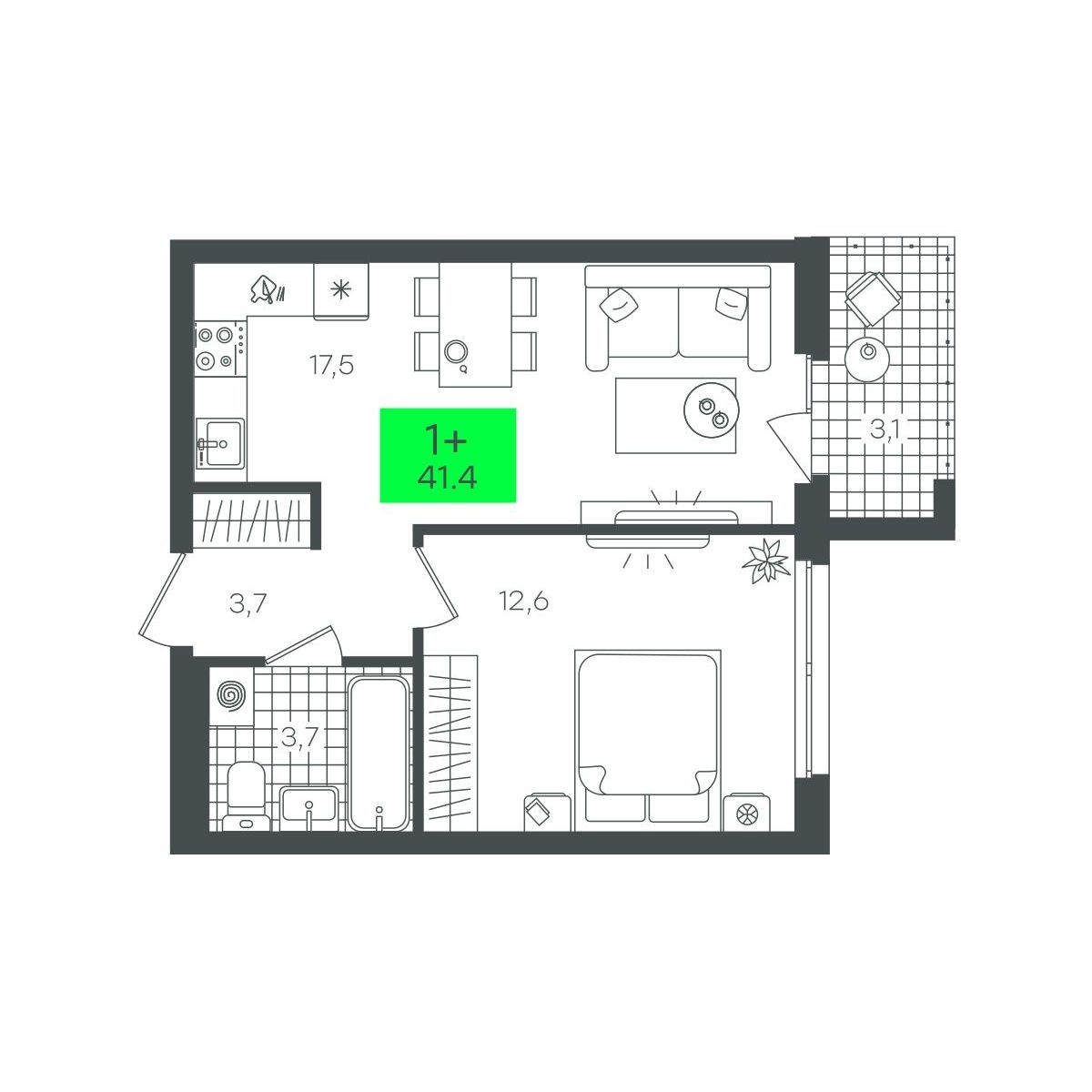 Планировка: Формат уточняется 41.4 м² в ЖК Сезоны, От Слободы до Комарово парк