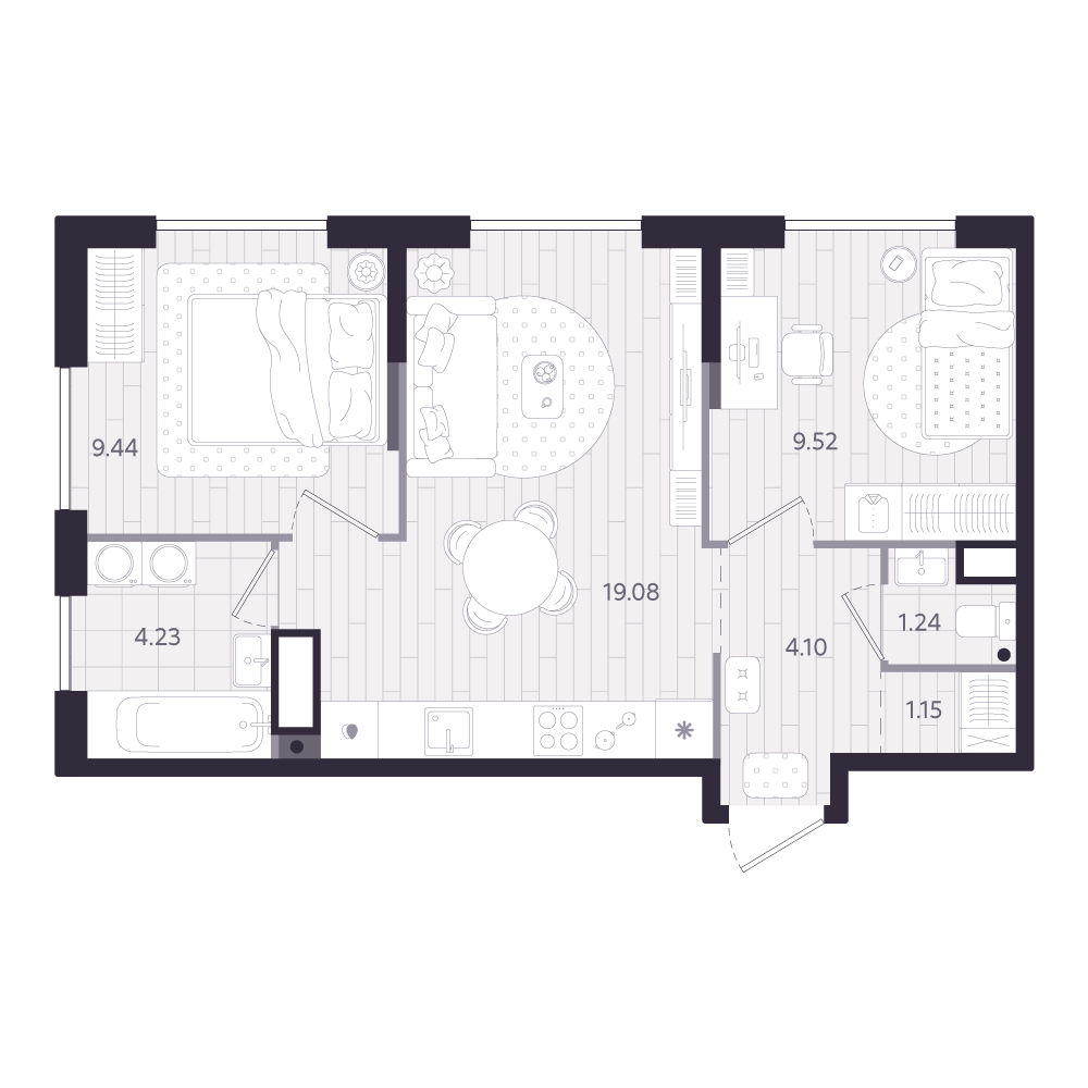 Планировка: Формат уточняется 48.8 м² в ЖК Форсо, Зарека