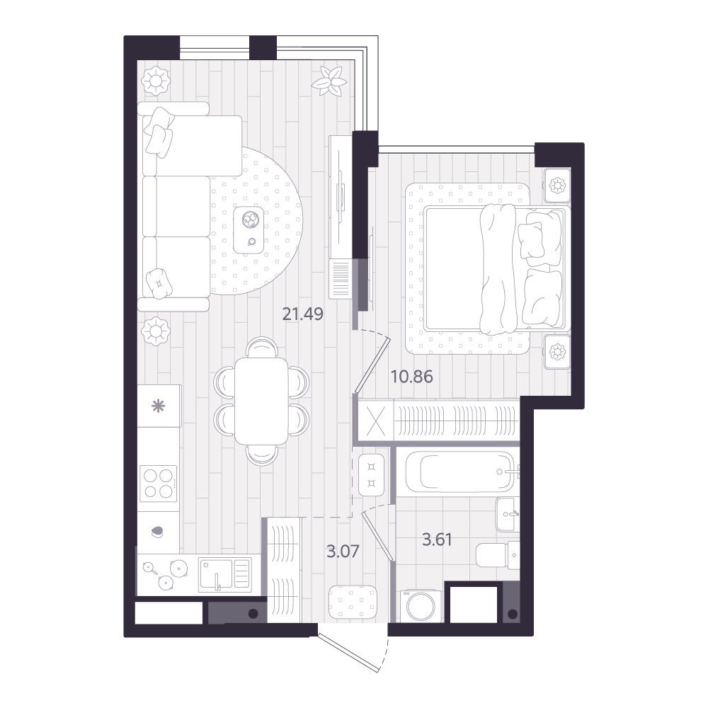 Планировка: Формат уточняется 39 м² в ЖК Форсо, Зарека