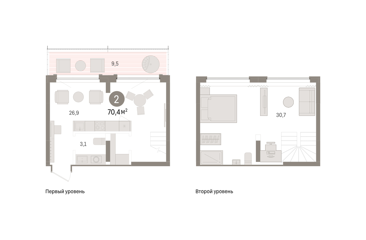 Планировка: 2-комнатная 67.5 м² в ЖК Речной порт, Центр: Дом печати