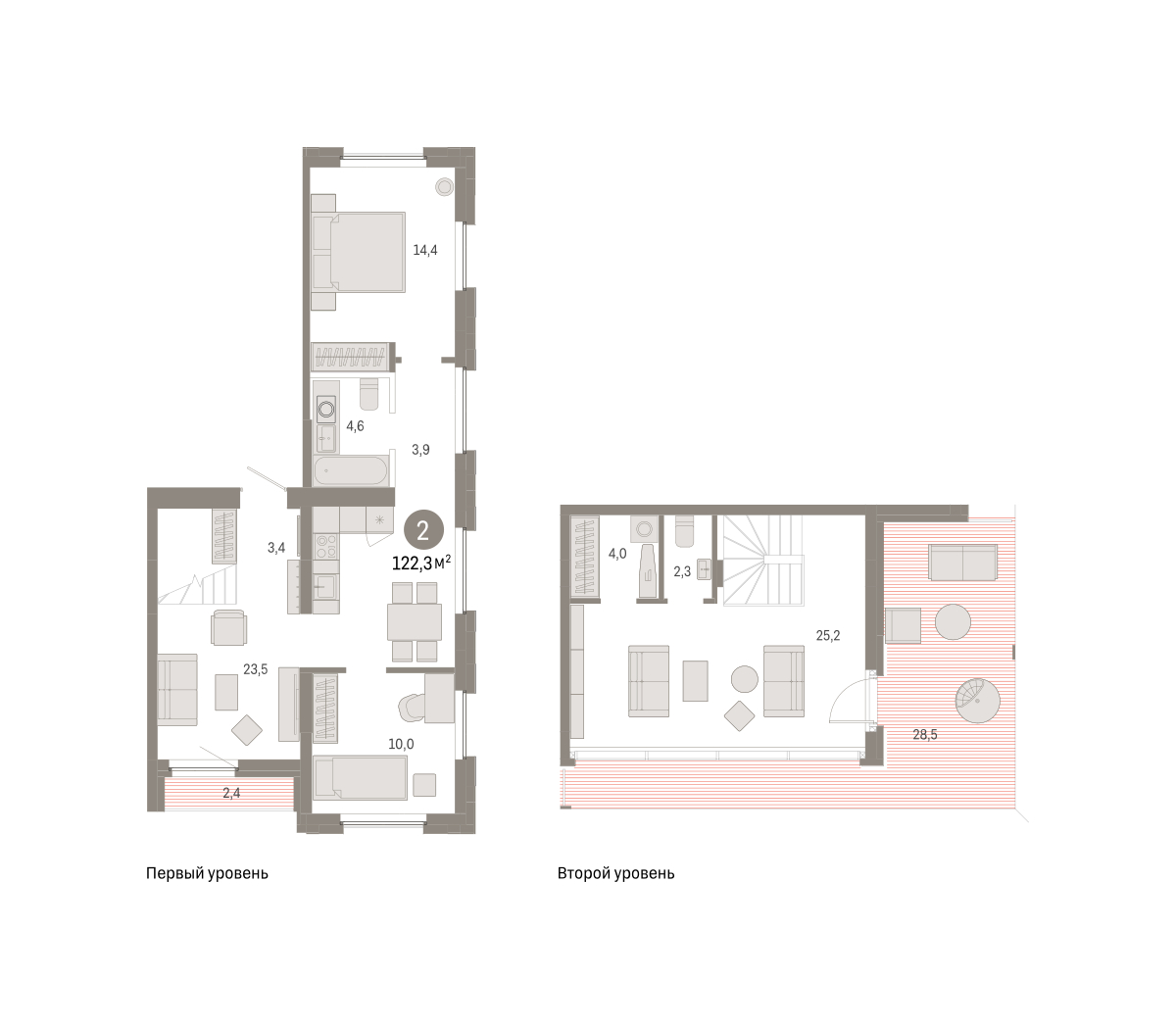 Планировка: 4-комнатная евро 122.3 м² в ЖК Зарека, Заречный