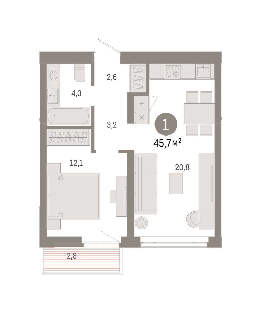 Планировка Евродвушка