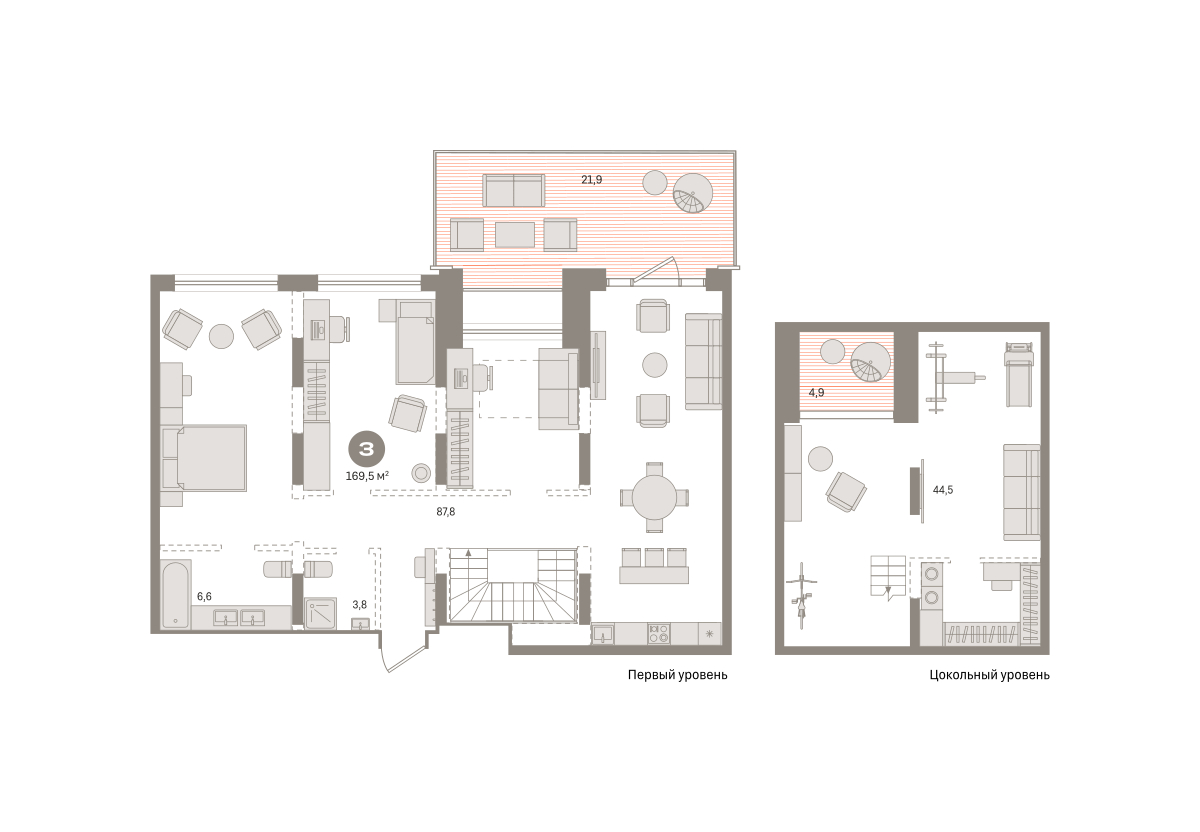 Планировка: 4-комнатная евро 169.5 м² в ЖК Речной порт, Центр: Дом печати
