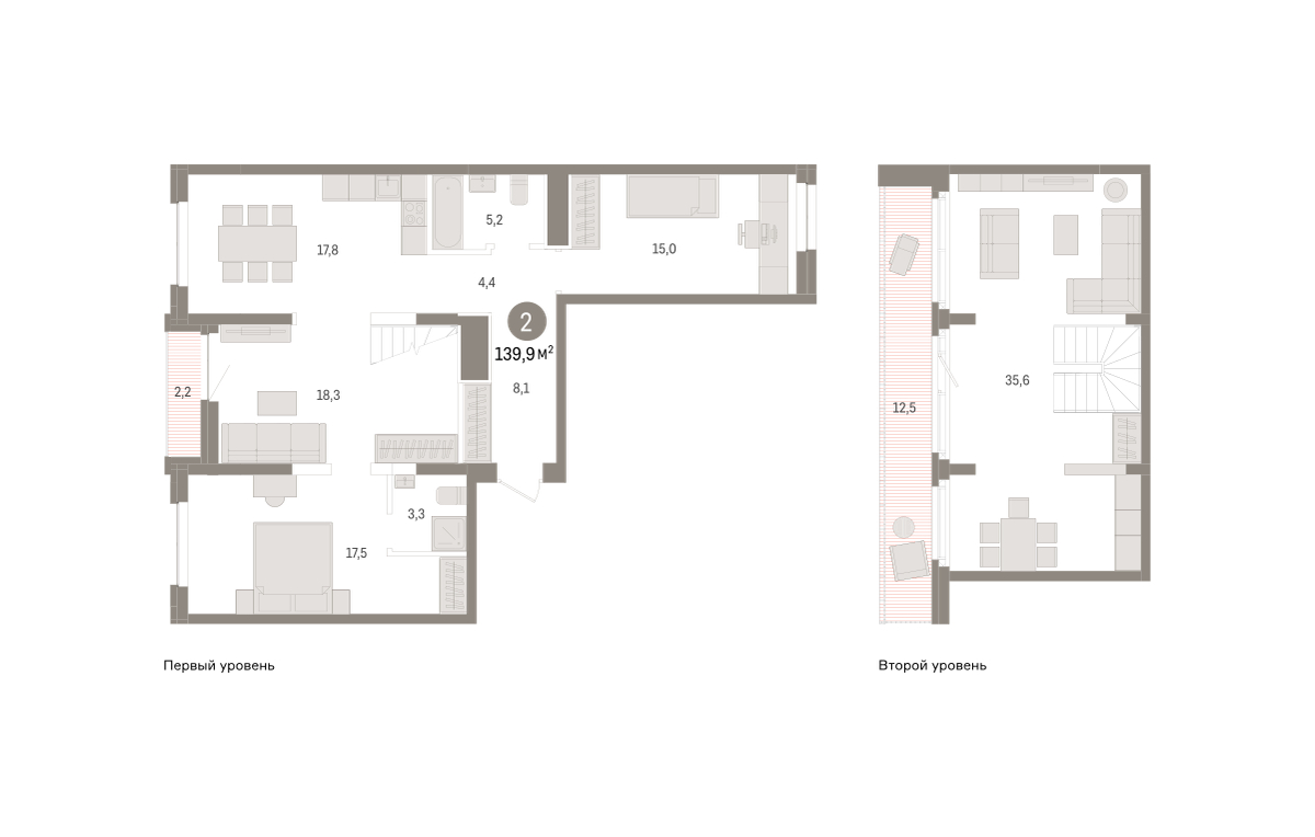 Планировка: 5-комнатная евро 139.9 м² в ЖК Речной порт, Центр: Дом печати