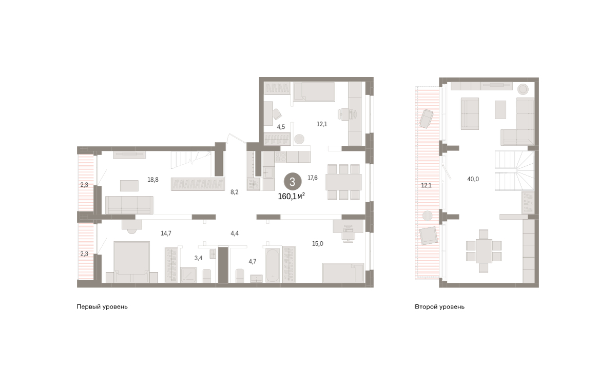 Планировка: 4-комнатная евро 160.1 м² в ЖК Речной порт, Центр: Дом печати