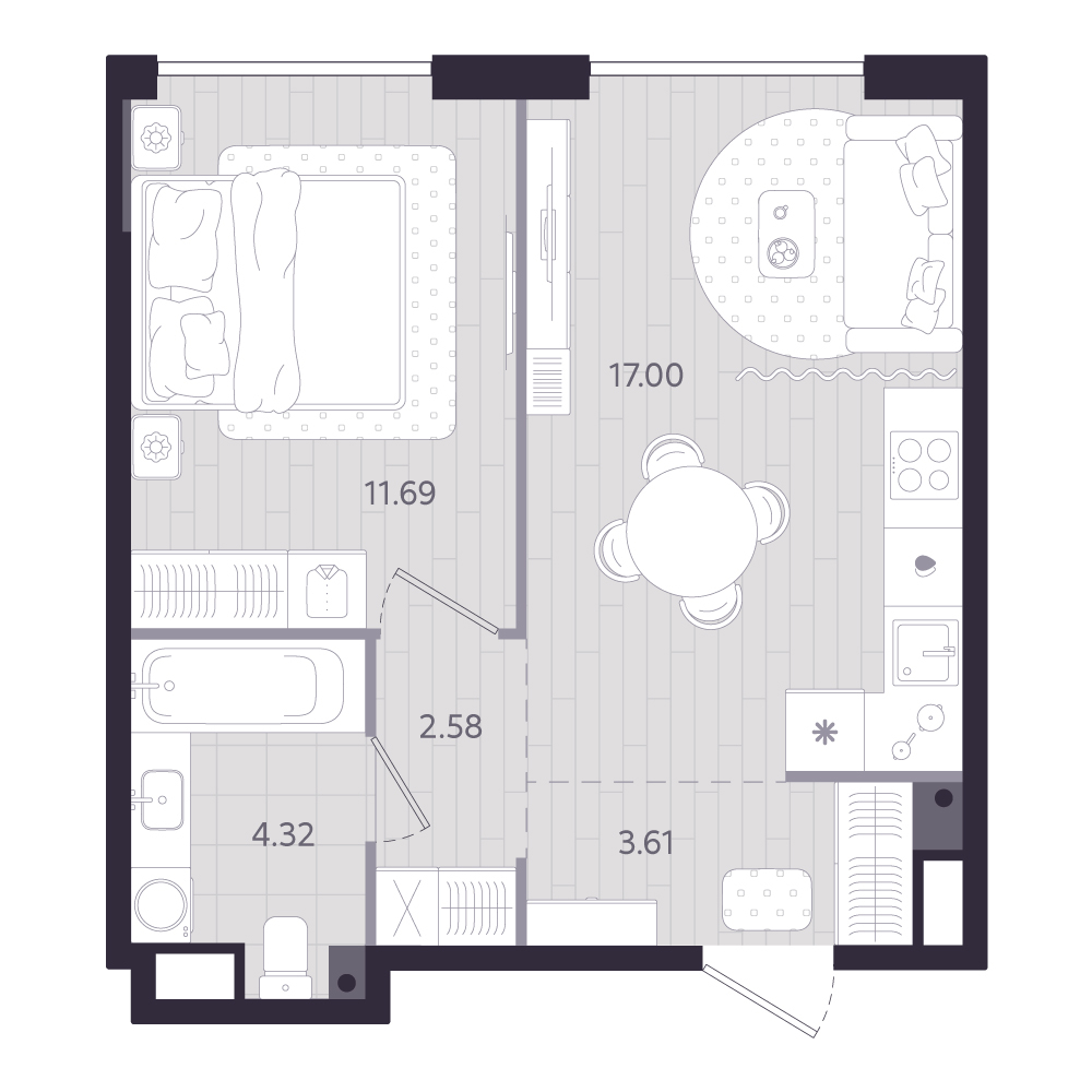 Планировка: Формат уточняется 39.2 м² в ЖК Форсо, Зарека
