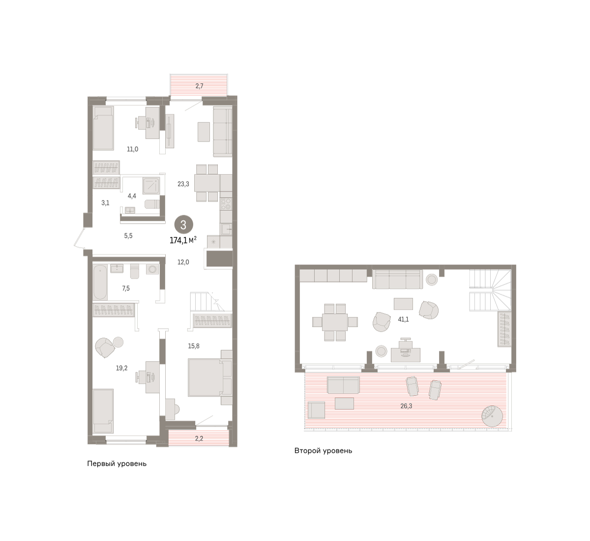 Планировка: 5-комнатная евро 174.1 м² в ЖК Речной порт, Центр: Дом печати