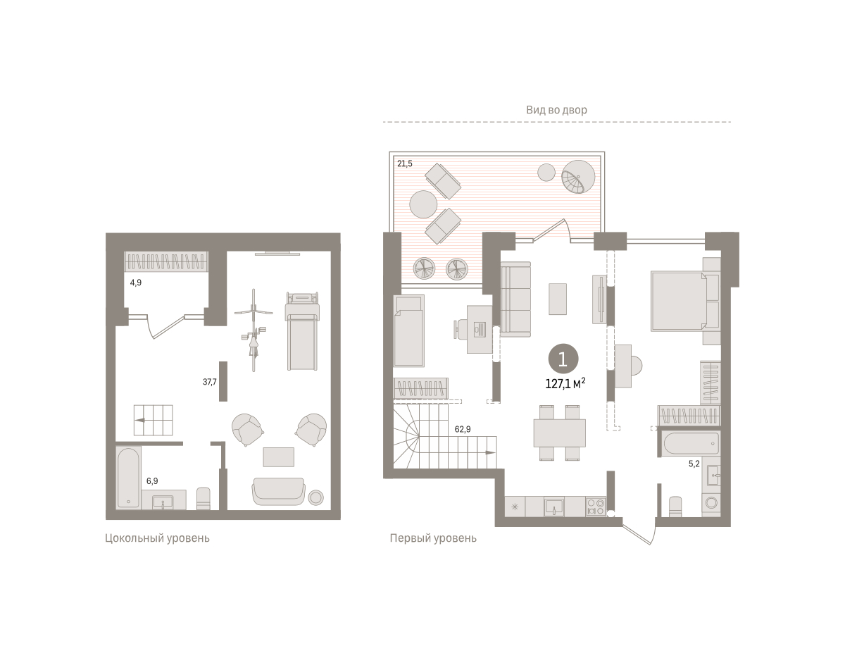 Планировка: Евротрешка 127.1 м² в ЖК Речной порт, Центр: Дом печати