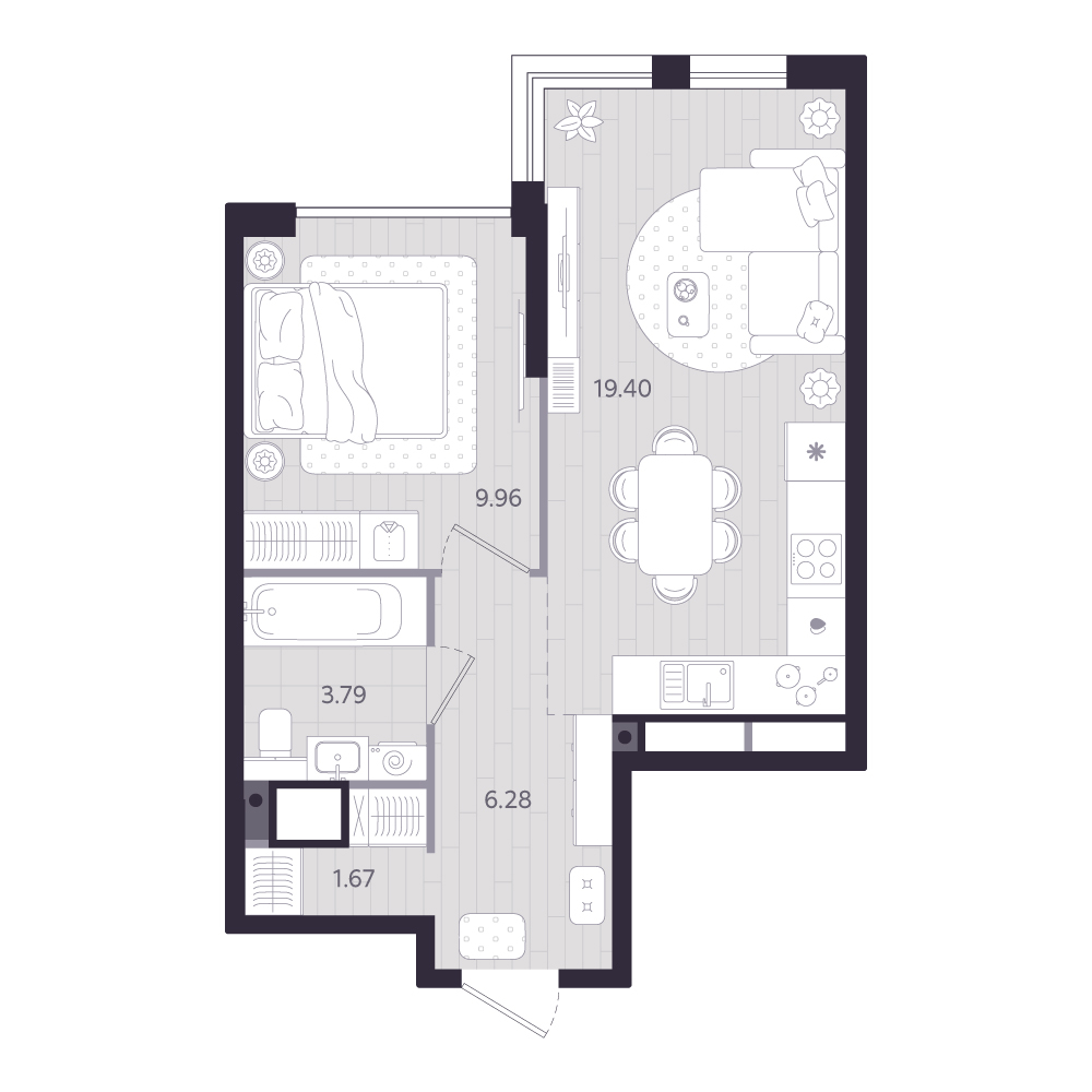 Планировка: Формат уточняется 41.1 м² в ЖК Форсо, Зарека