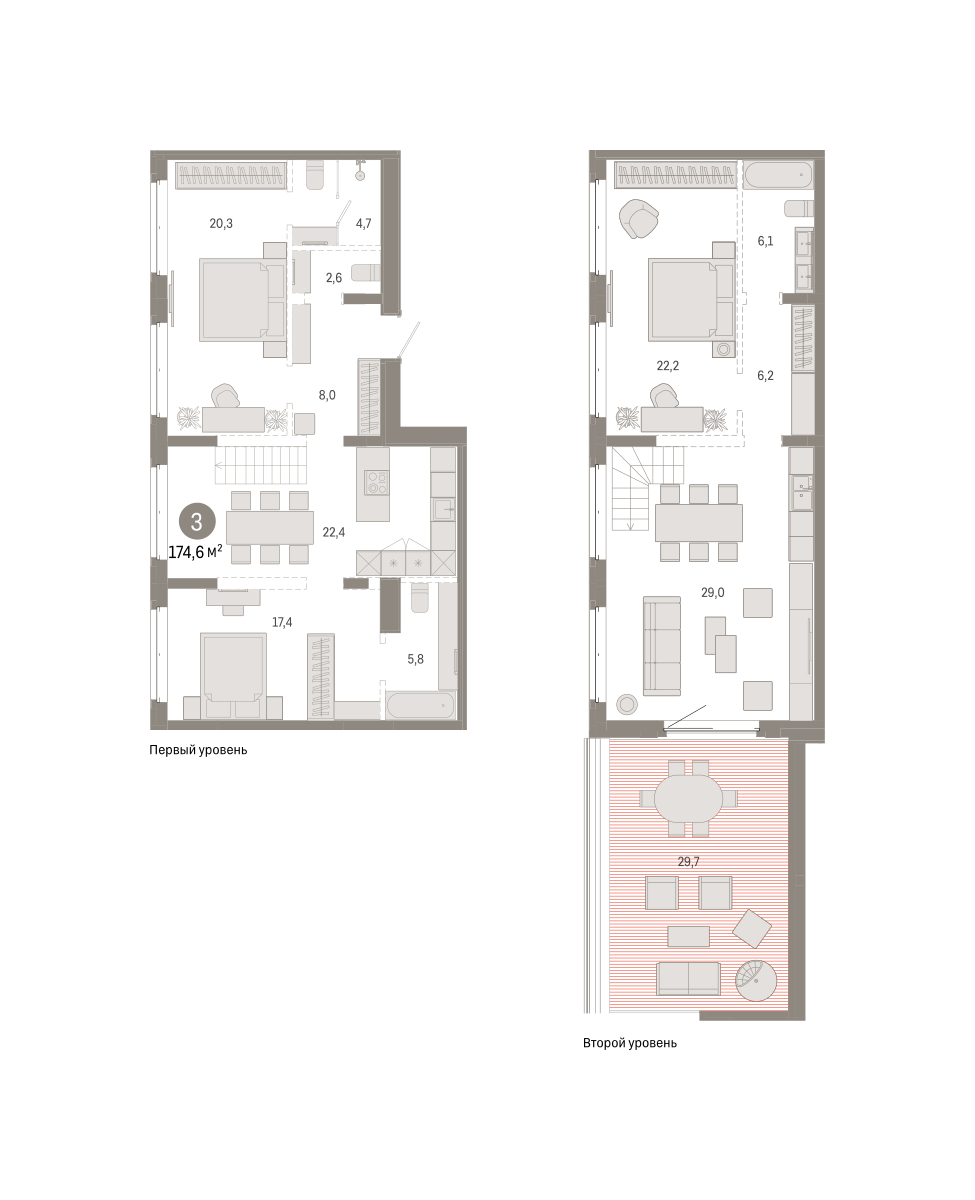 Планировка: 4-комнатная евро 174.6 м² в ЖК На Минской, Центр: Драмтеатр