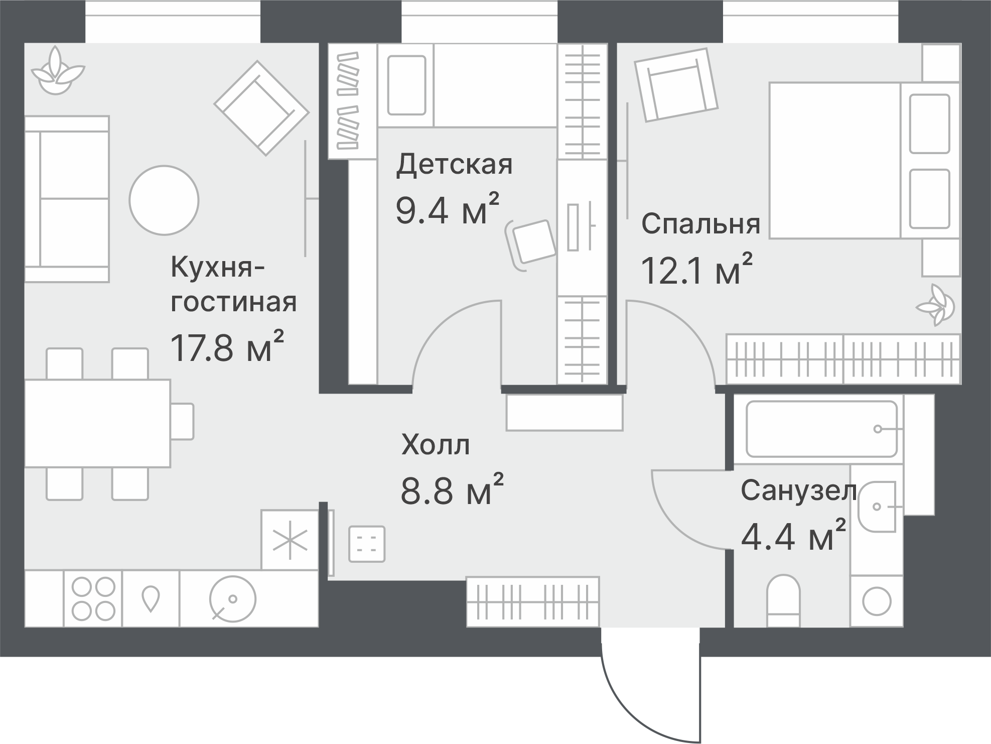 Планировка Евротрешка